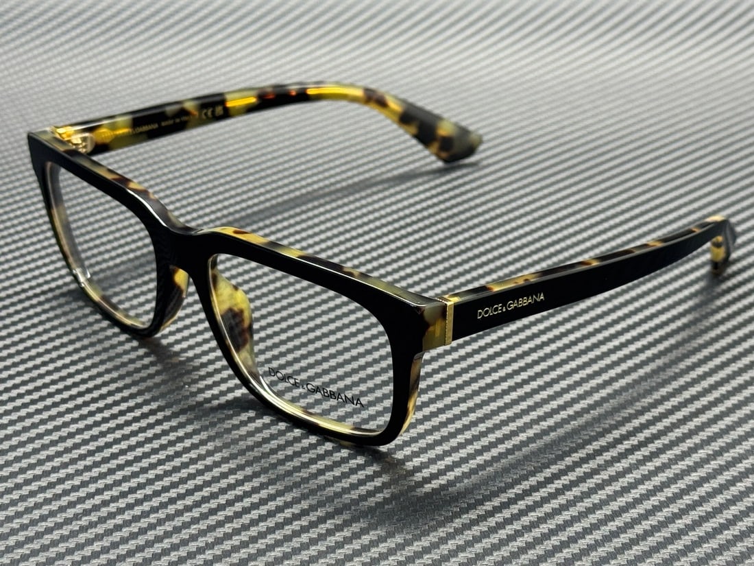 Dolce & Gabbana DG3432 3404 Black Yellow Havana 56mm Men's Eyeglass Frames (1 of 4)