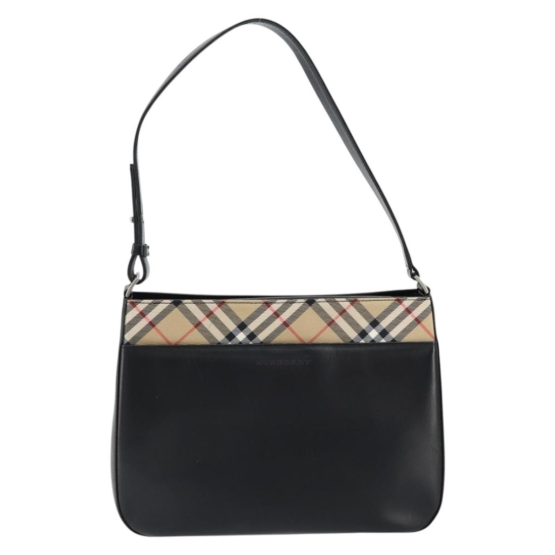Burberry Nova Check Black Leather Women's Shoulder Bag: Burberry Nova Check Black Leather Women's Shoulder Bag This Burberry Nova check shoulder bag is crafted from black leather and features the iconic pattern. Suitable for women, it offers a stylish and