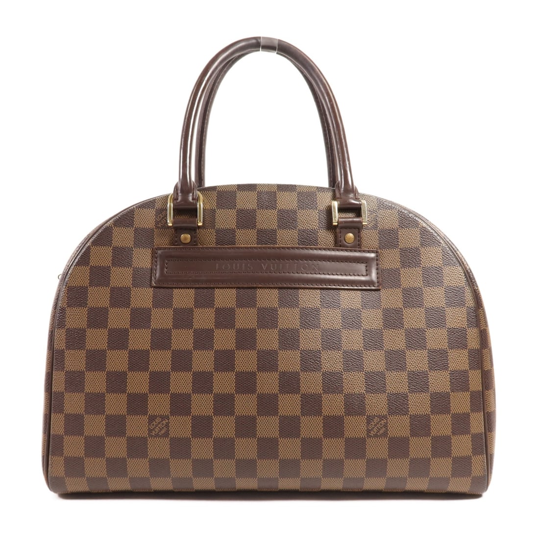 LOUIS VUITTON Nolita Handbag N41455 Damier Brown GHW: LOUIS VUITTON Nolita Handbag N41455 Damier Brown GHW This Louis Vuitton Nolita handbag is a stylish accessory made from durable PVC coated canvas in a classic brown Damier pattern. With a height of 9.