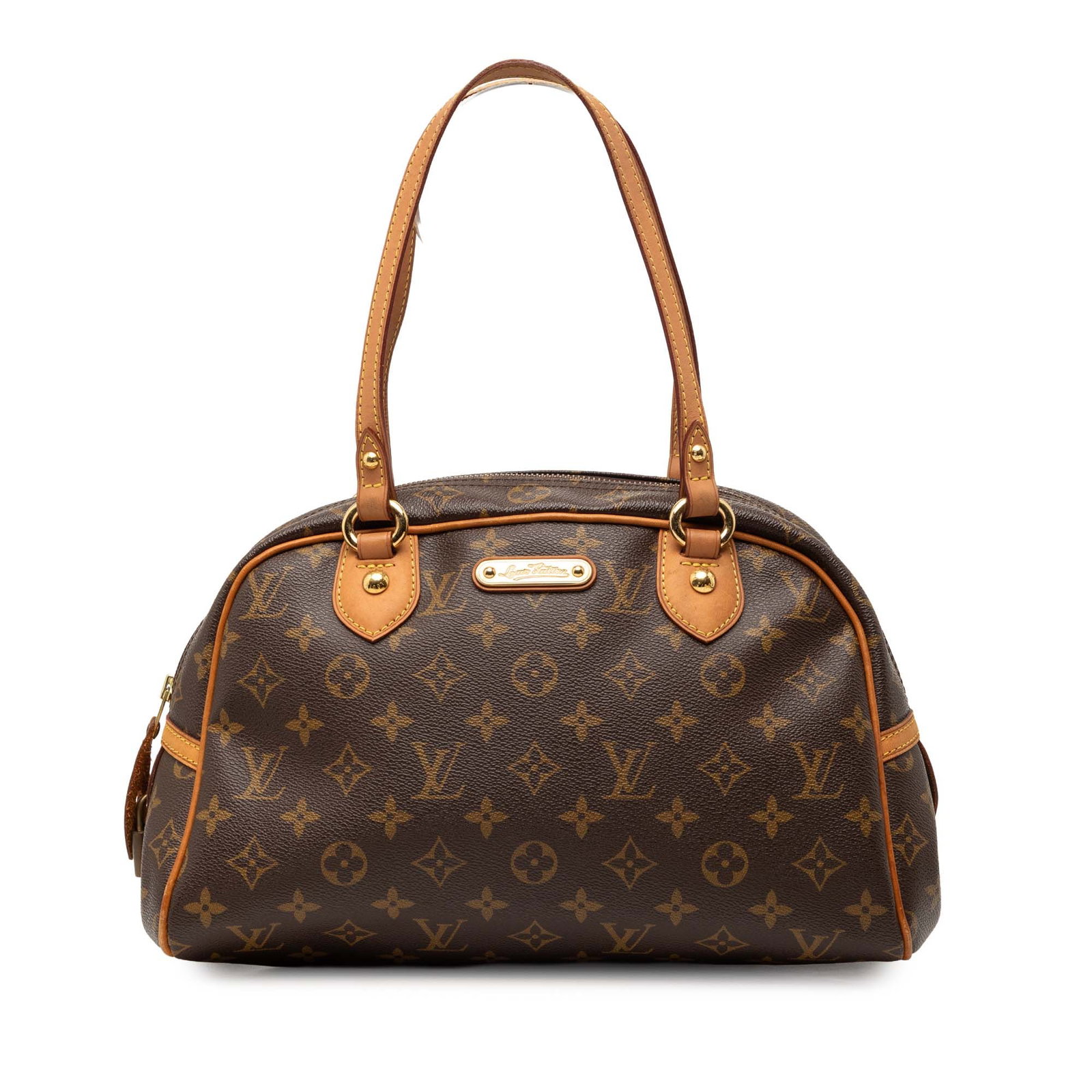 Louis Vuitton Montorgueil PM Monogram Canvas Shoulder Bag: Louis Vuitton Montorgueil PM Monogram Canvas Shoulder Bag The Louis Vuitton Monogram Montorgueil PM features the iconic monogram canvas with flat vachetta leather handles, a top zip closure, and an in
