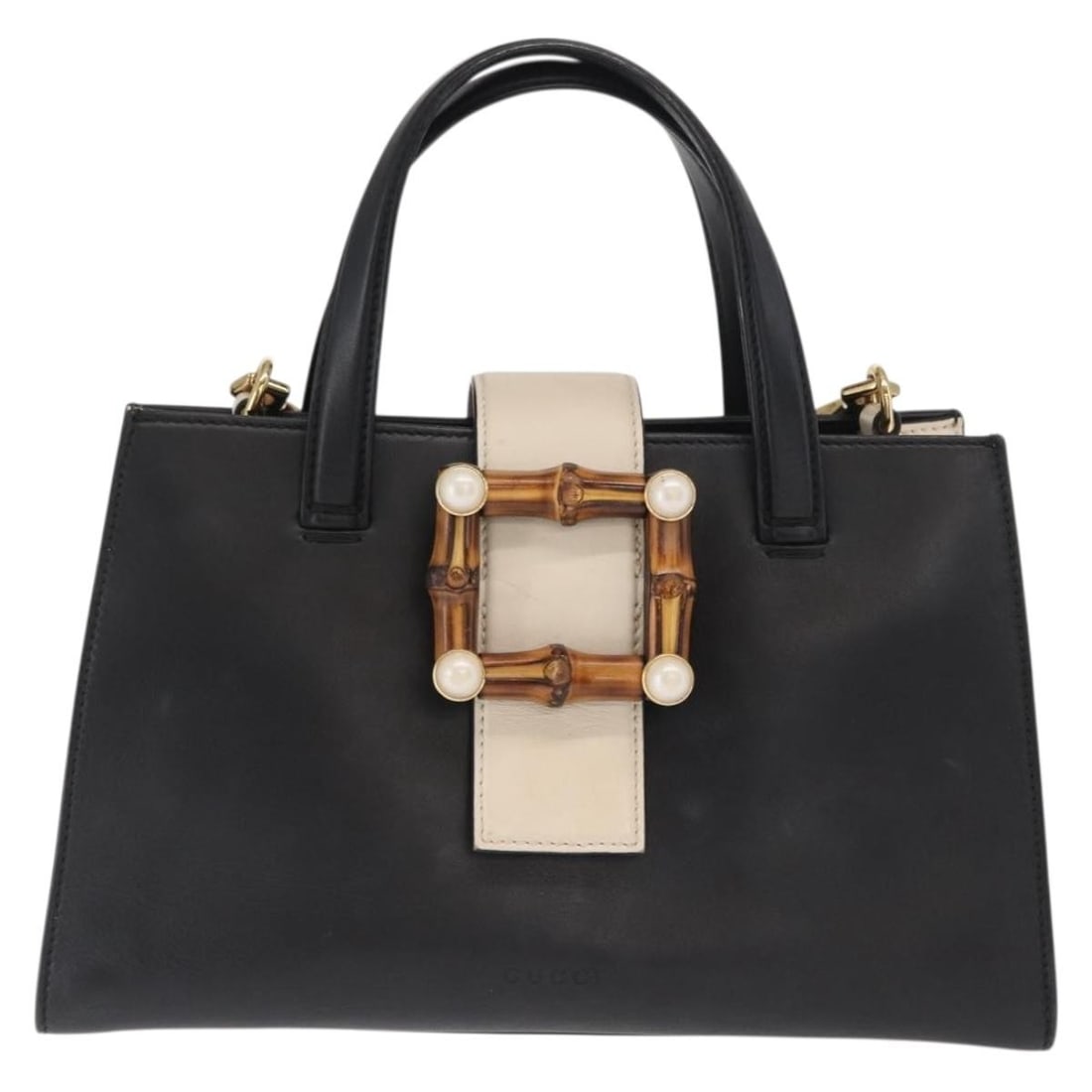 Gucci Bamboo Buckle Tote Black Leather Convertible Handbag (1 of 18)