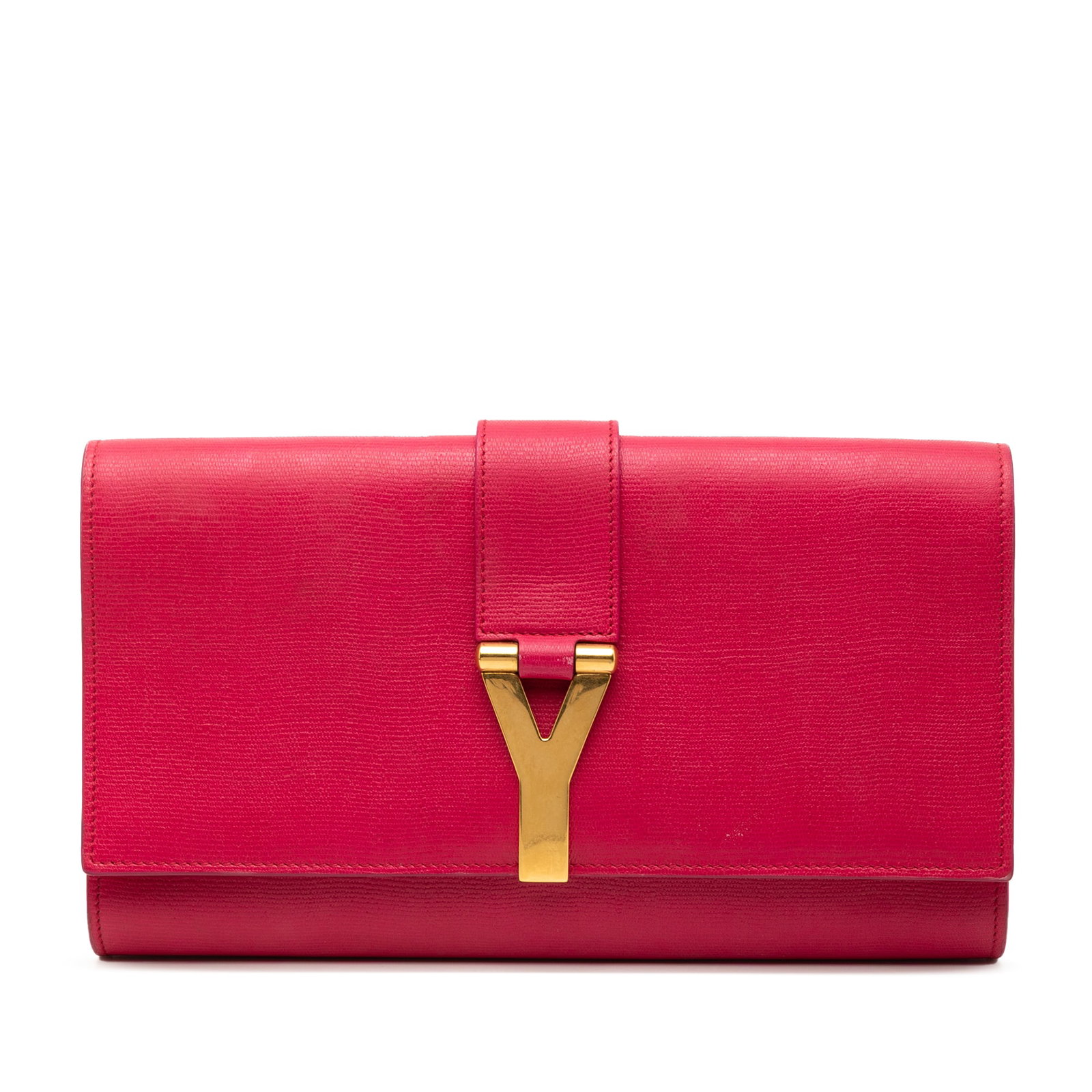 Pink Leather Chyc Ligne Clutch with Gold Y Hardware by Saint Laurent (1 of 7)