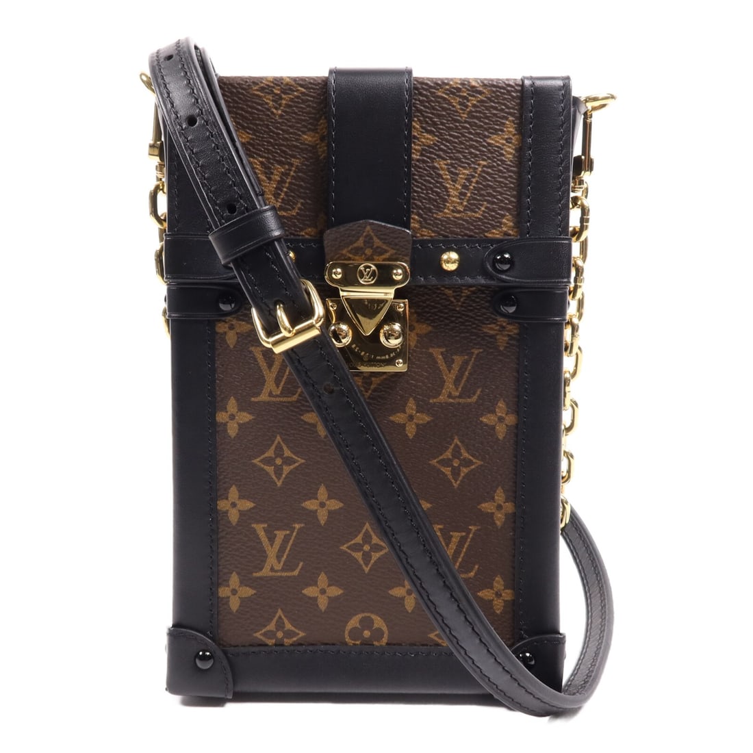 LOUIS VUITTON Pochette Trunk Vertical Shoulder Bag Monogram M63913 Brown GHW (1 of 14)