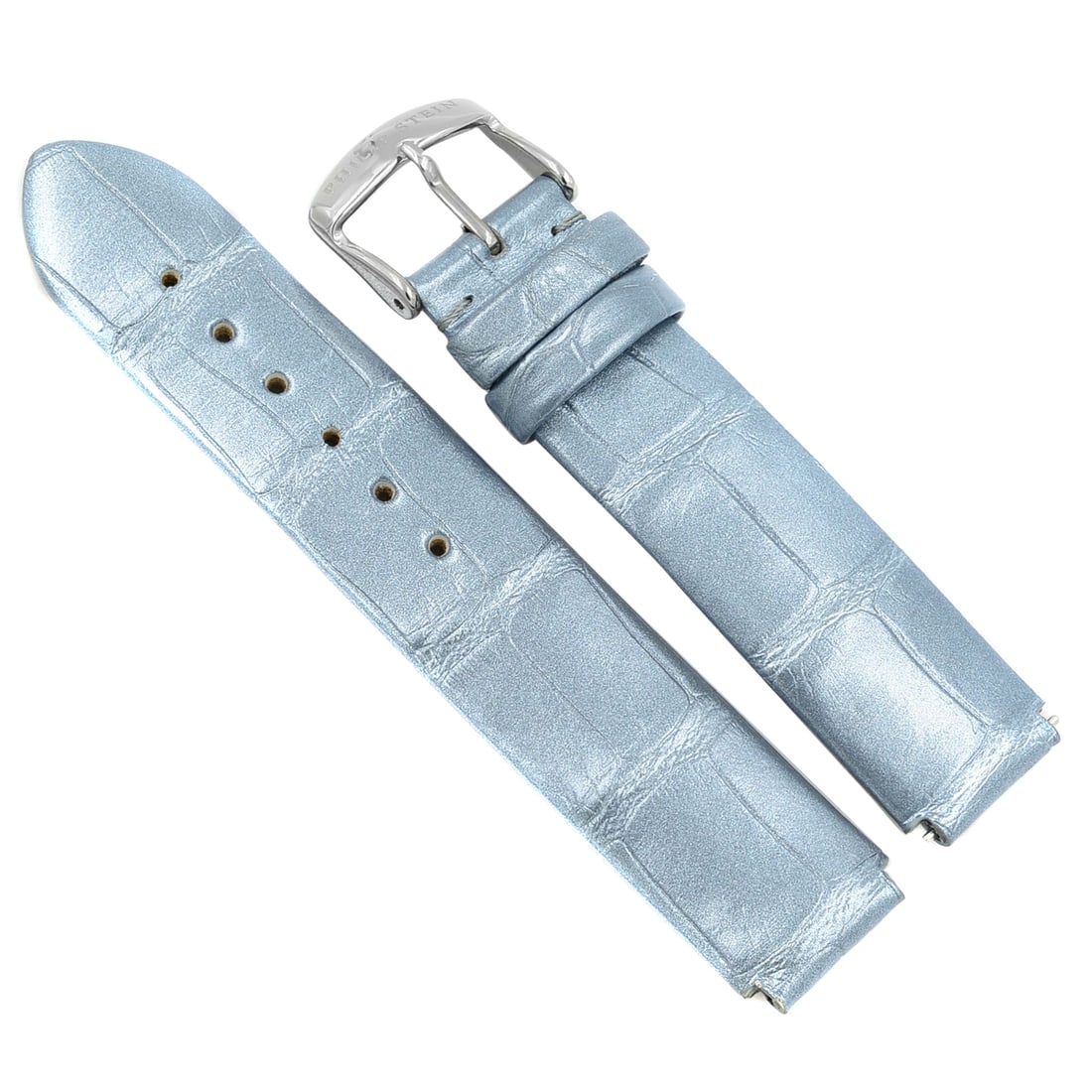 Philip Stein 18mm Glossy Silver Alligator Leather Watch Band with Tang Buckle (1 of 2)