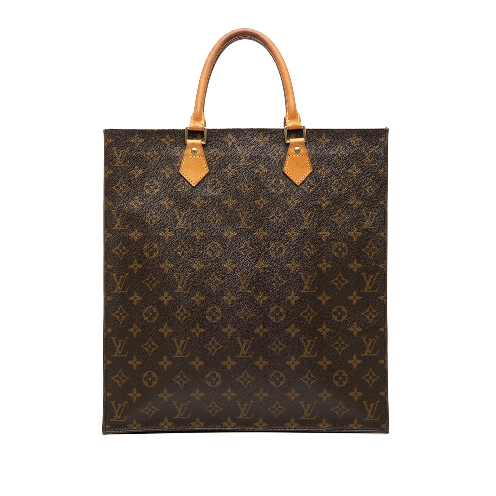 Monogram Canvas Sac Plat Tote with Vachetta Leather Handles by Louis Vuitton: Monogram Canvas Sac Plat Tote with Vachetta Leather Handles by Louis Vuitton This Louis Vuitton Monogram Sac Plat features the signature monogram canvas body with rolled vachetta leather handles. The