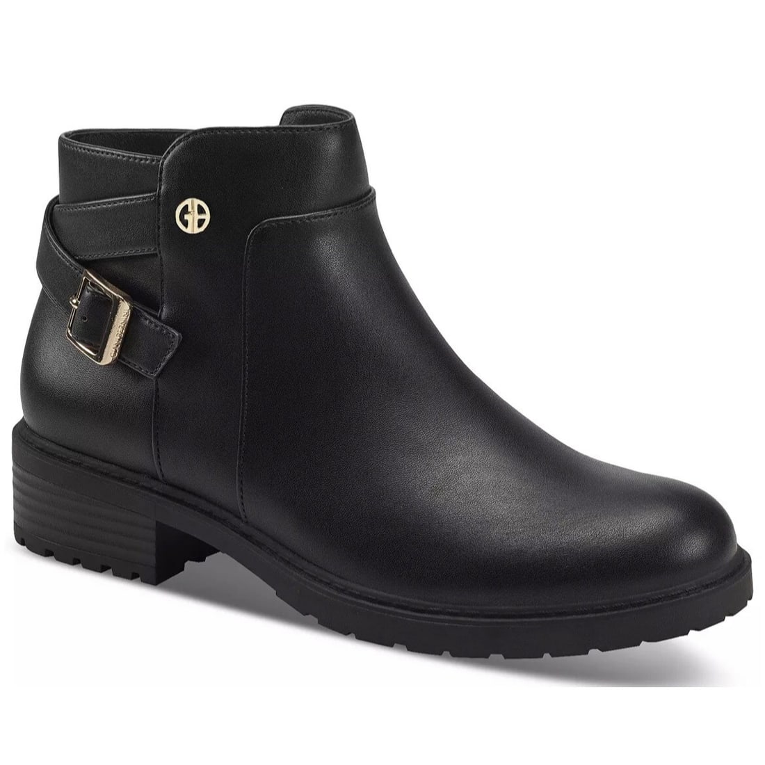 Giani Bernini Brennin Black Buckled Booties 6.5M Low Block Heel (1 of 9)