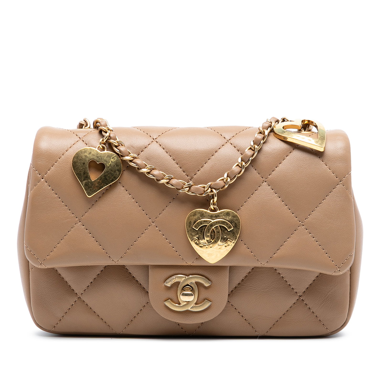 Chanel Mini Rectangular Lambskin Shoulder Bag with Heart Charms (1 of 7)