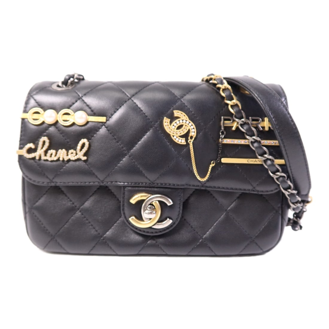 Chanel AS2979 Black Lambskin Pearl CC Gold Hardware Shoulder Bag (1 of 18)