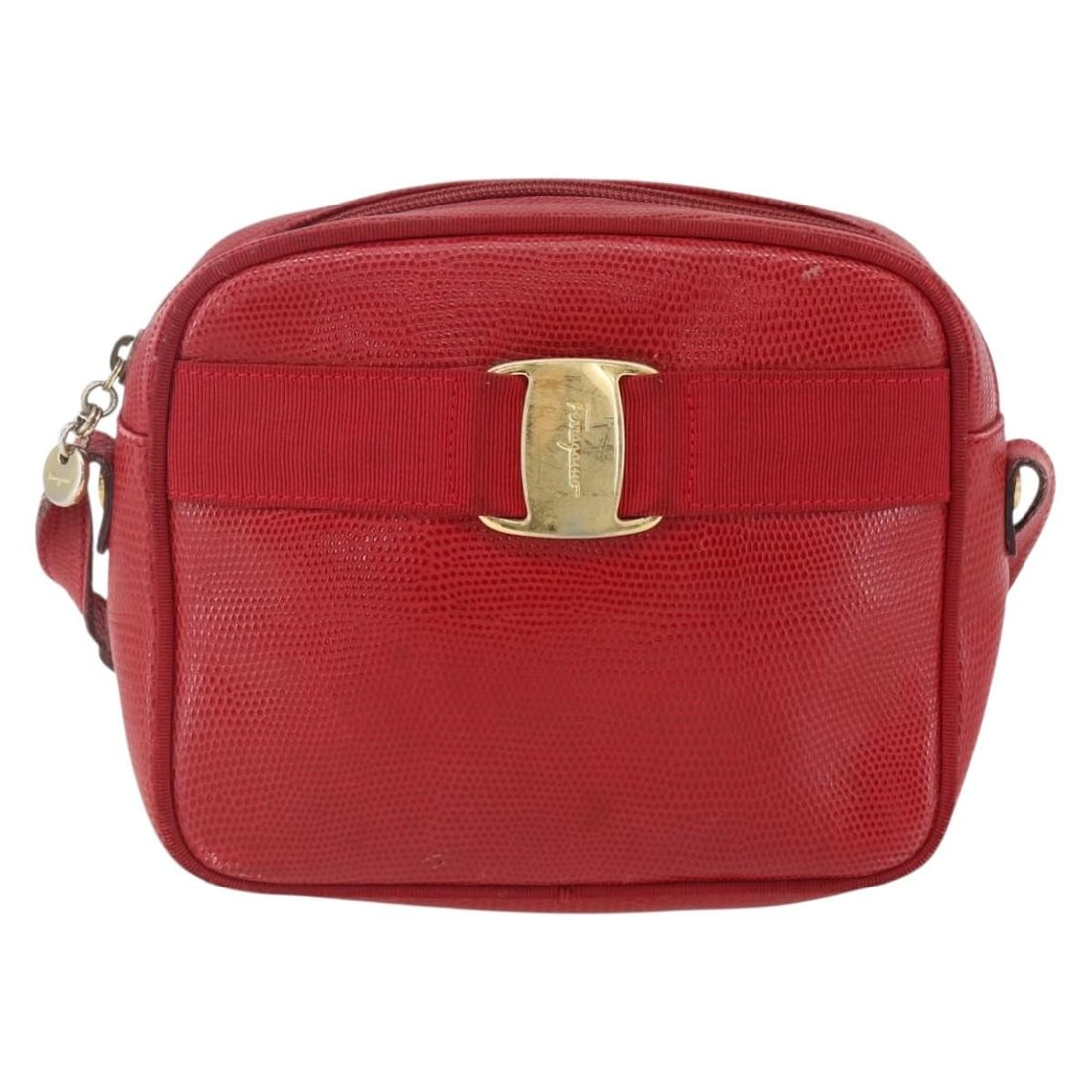 Salvatore Ferragamo Leather Camera Shoulder Bag with Vara Bow in Red (1 of 18)