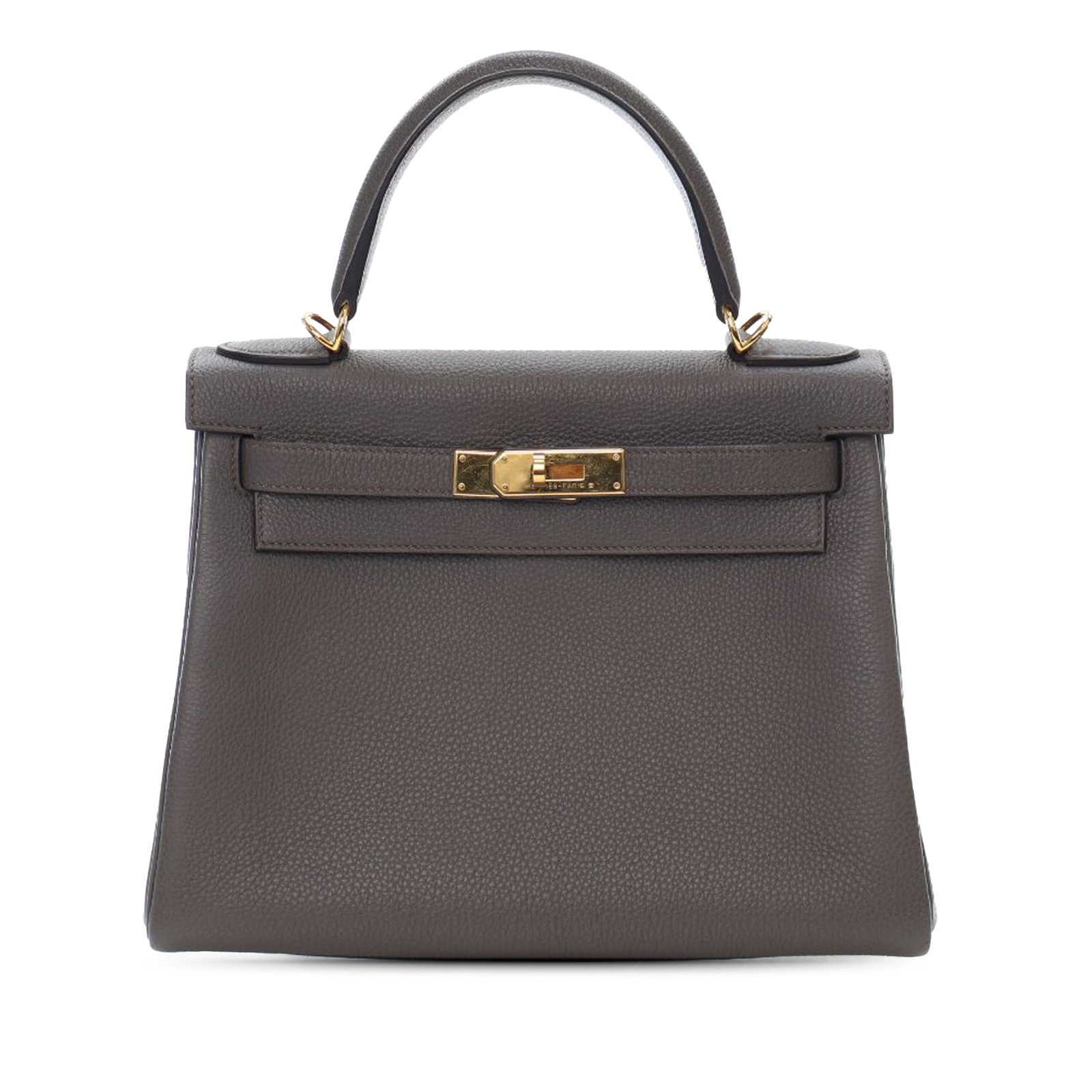 Hermes Kelly II Retourne 28 Togo Leather Handbag in Etain Gray with Strap (1 of 15)