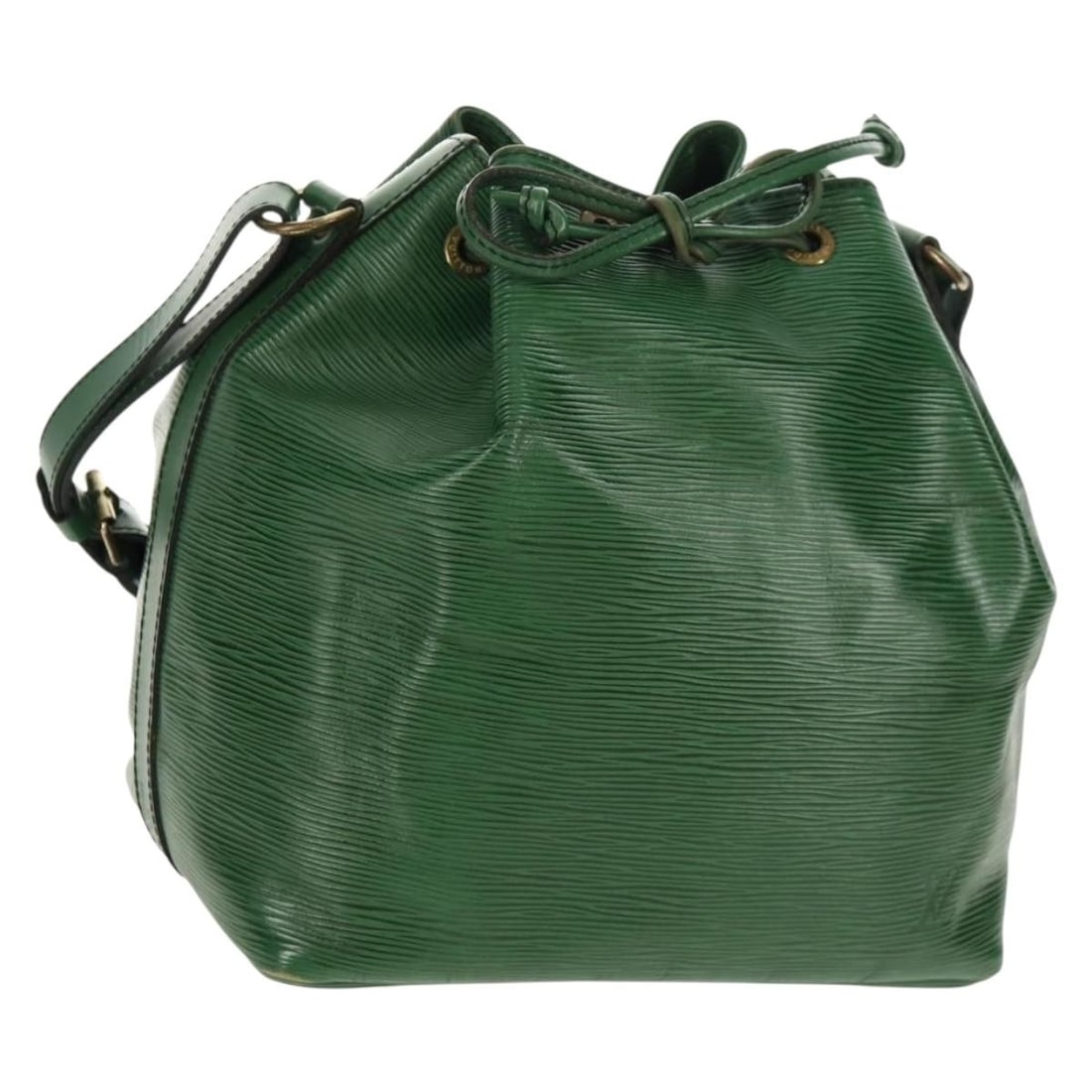 Louis Vuitton Epi Leather Green Petit Noe Shoulder Bag: Louis Vuitton Epi Leather Green Petit Noe Shoulder Bag This Louis Vuitton Petit Noe handbag is crafted from green Epi leather, designed for women. It features a shoulder strap and metal fittings. The