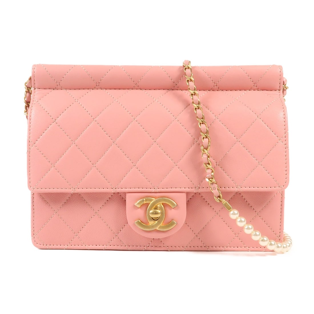 CHANEL Pink Calfskin Leather Shoulder Bag with GHW: CHANEL Pink Calfskin Leather Shoulder Bag with GHW This elegant CHANEL shoulder bag is crafted from premium calfskin leather in a beautiful pink hue, perfect for adding a touch of sophistication to an