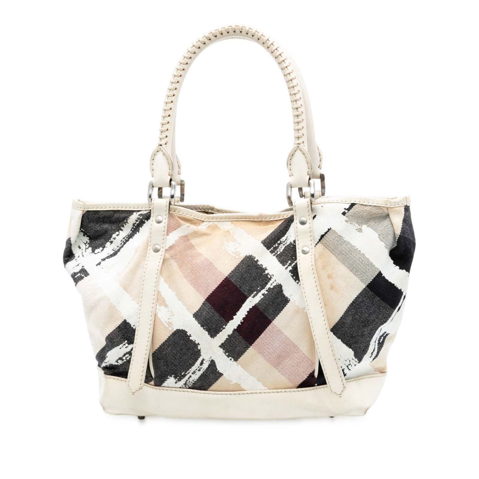 Burberry Supernova Check Canvas Tote Bag with Leather Trim (1 of 7)