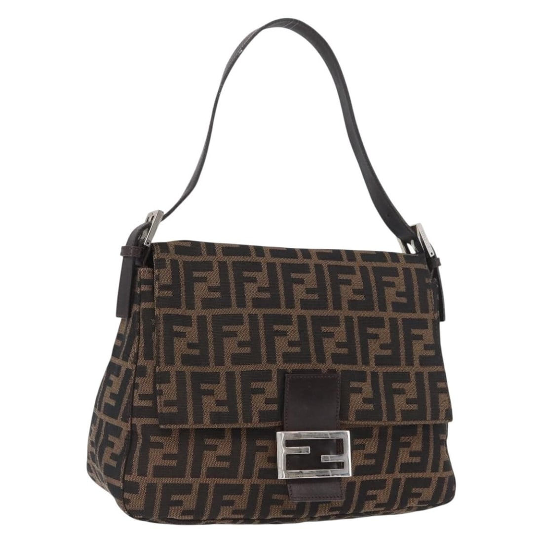 Fendi Mamma Baguette Zucca Canvas Brown Black Shoulder Bag with Dust Bag: Fendi Mamma Baguette Zucca Canvas Brown Black Shoulder Bag with Dust Bag This FENDI Zucca Canvas Mamma Baguette Shoulder Bag features the iconic brown and black Zucca canvas exterior. Designed for wom