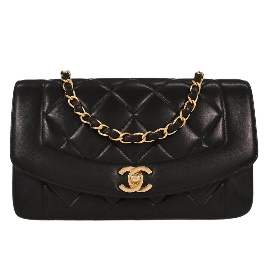 Chanel Black Lambskin Small Diana Shoulder Bag with Chain Strap (1 of 10)