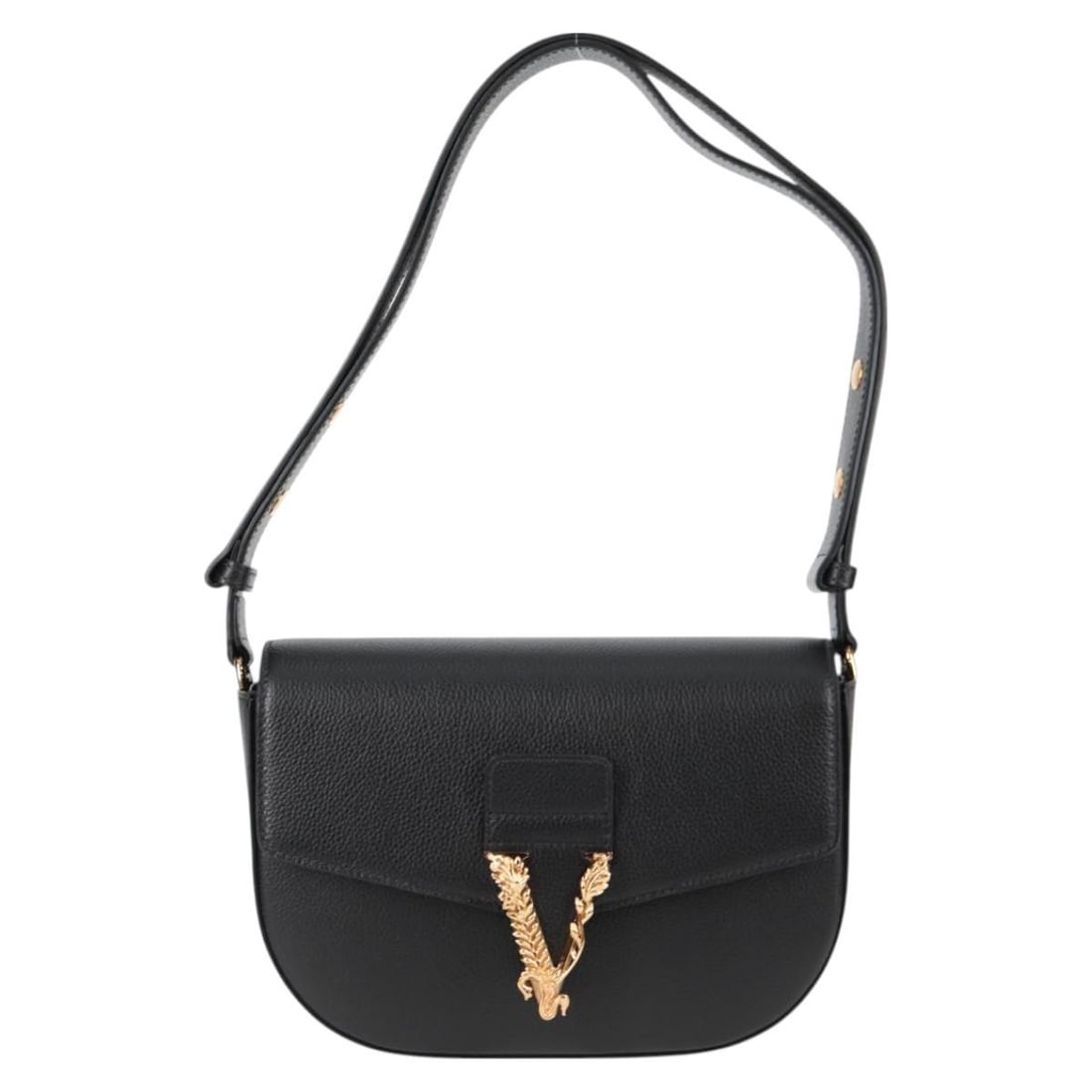 Virtus Flap Black Leather Messenger Bag by Versace (1 of 18)
