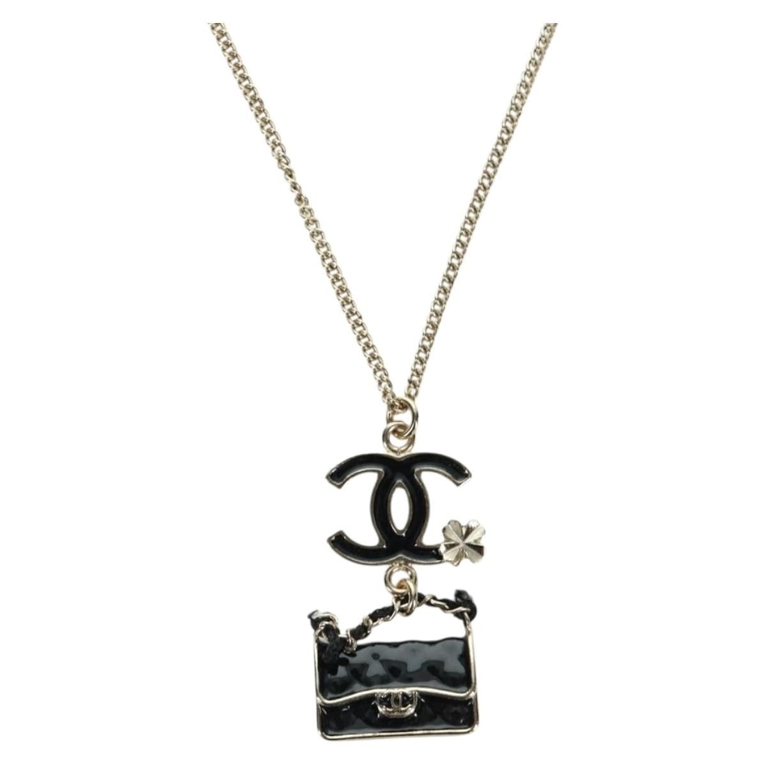 Champagne Gold Chanel CC Metal Necklace with Box: Champagne Gold Chanel CC Metal Necklace with Box This CHANEL necklace features the iconic CC mark and is crafted from metal with a champagne gold finish. Designed for women, it is made in Italy and sh
