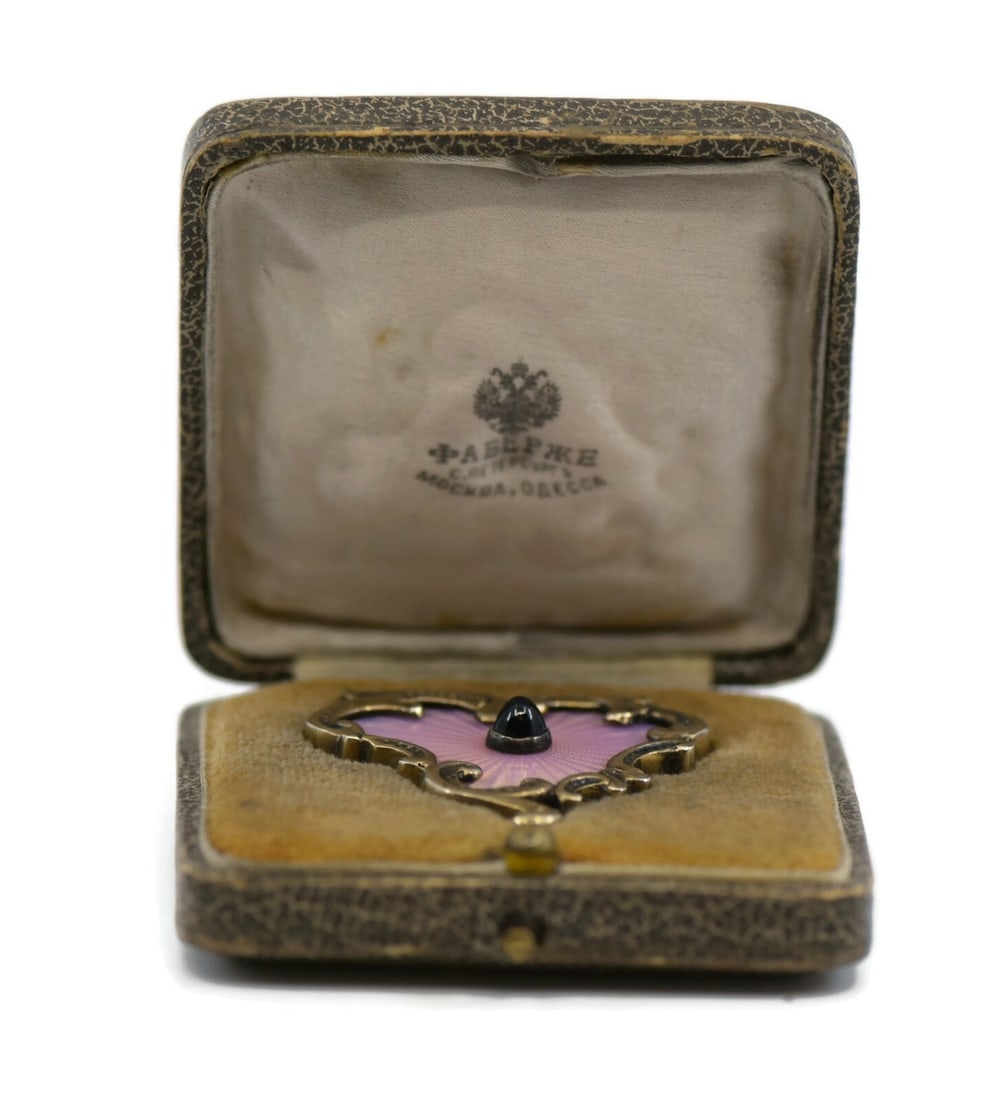 Faberge Antique 84 Silver Pin 34x34mm Authentic with Box (1 of 3)