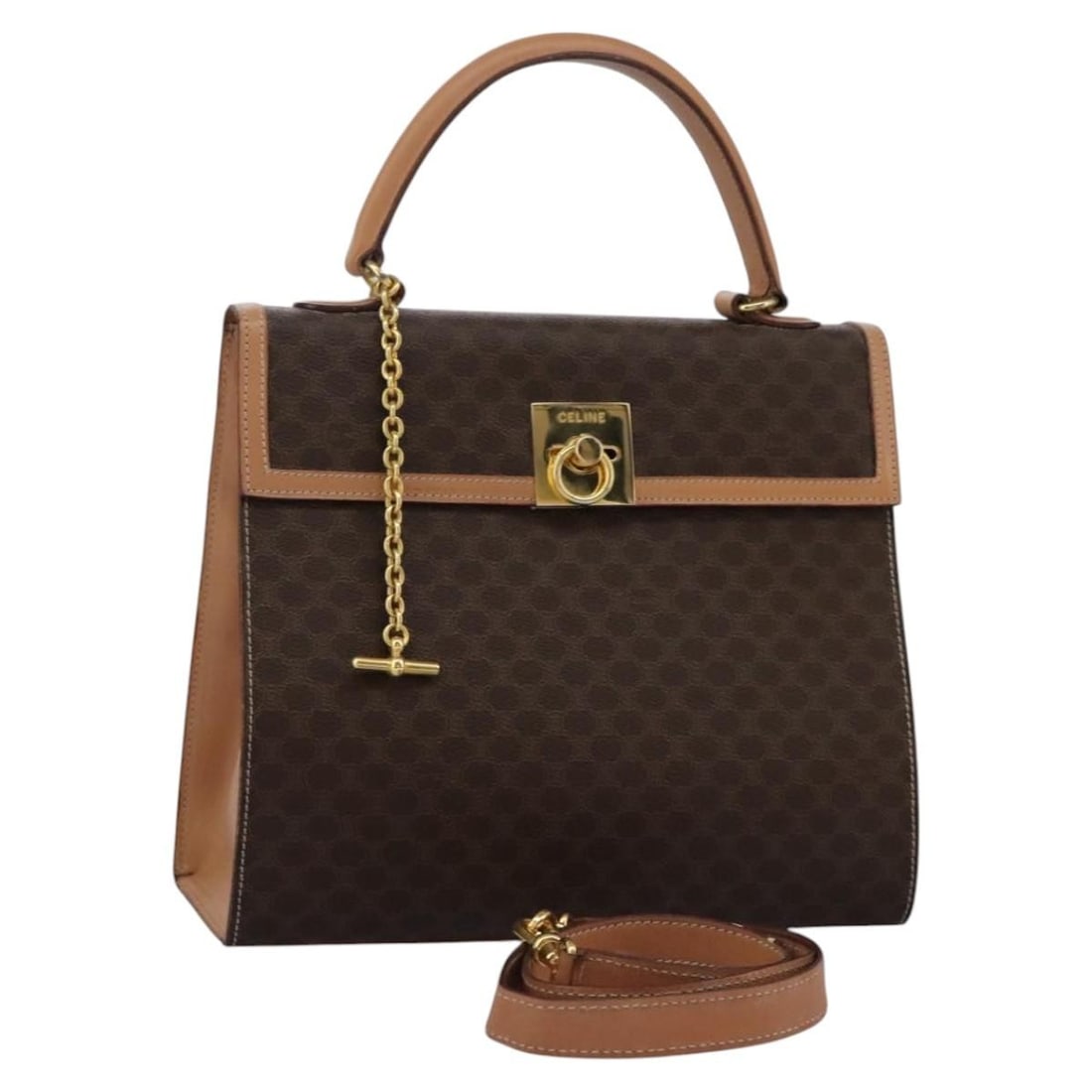 Celine Macadam Brown PVC Leather Convertible Shoulder and Handbag with Strap (1 of 18)