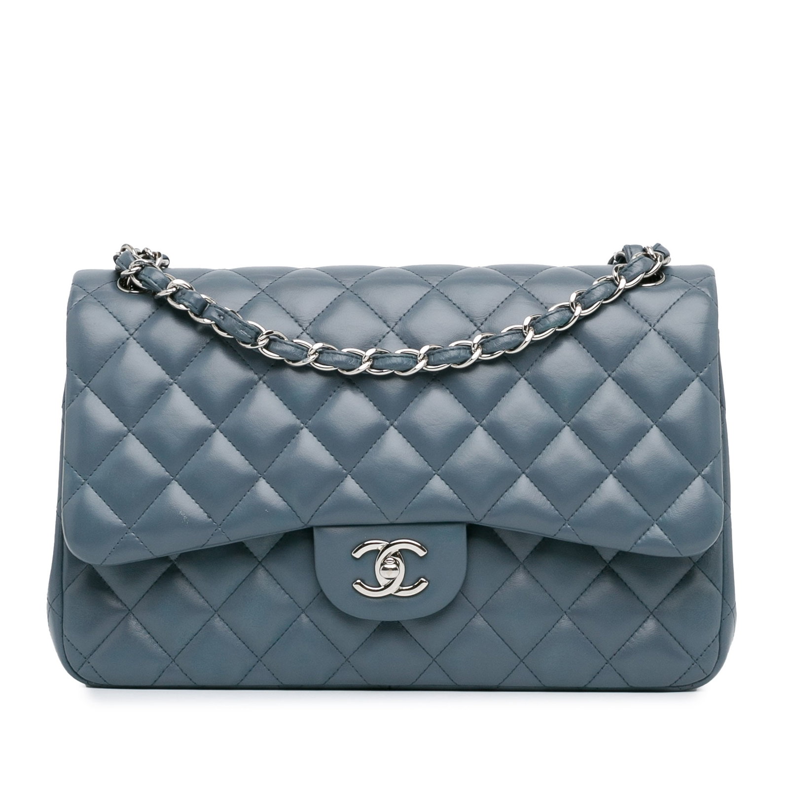 Chanel Jumbo Classic Lambskin Double Flap Bag Blue Leather (1 of 17)