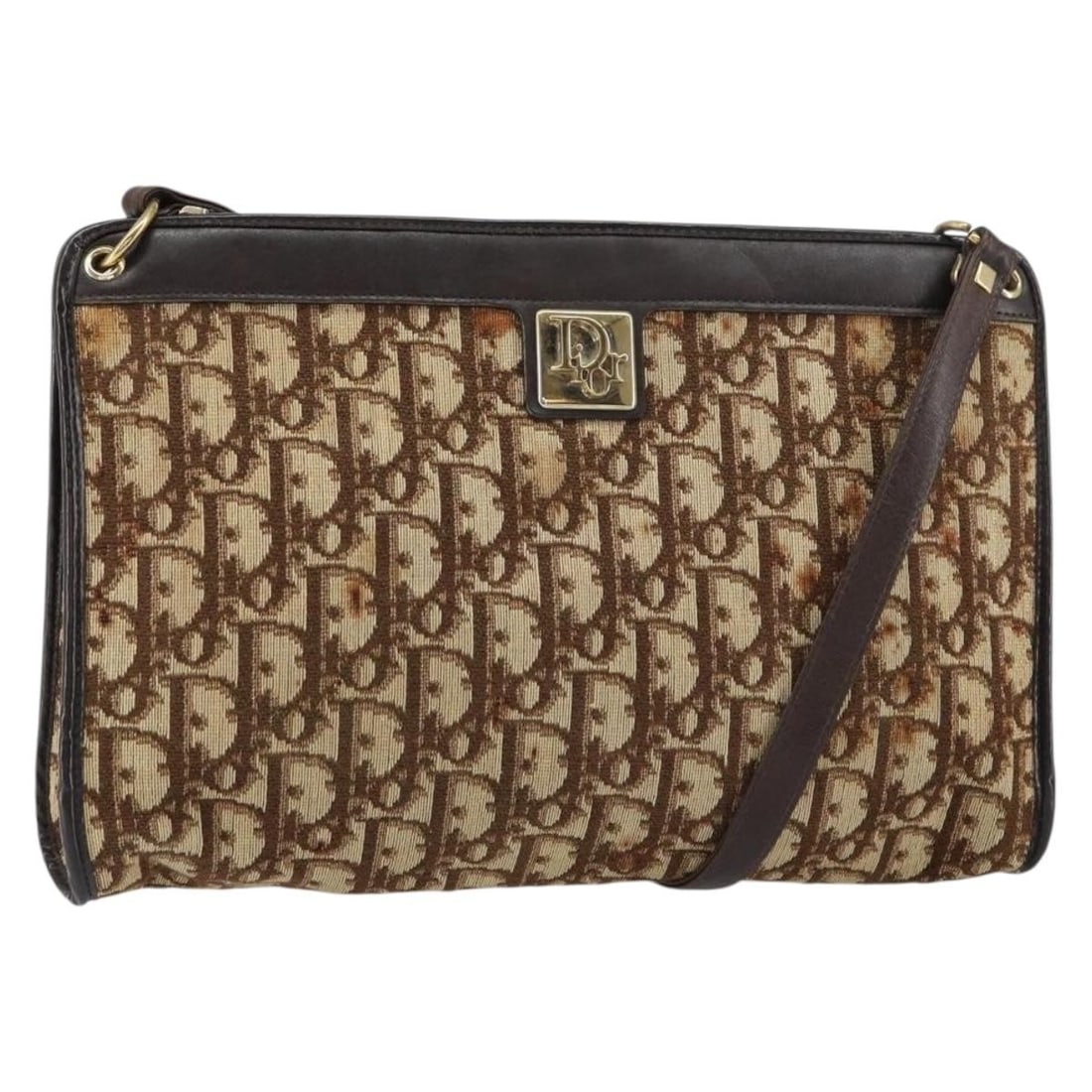 Christian Dior Vintage Trotter Canvas Shoulder Purse: Christian Dior Vintage Trotter Canvas Shoulder Purse Christian Dior Vintage Trotter shoulder bag crafted in beige canvas with leather details. Designed for women, this bag features a shoulder strap an