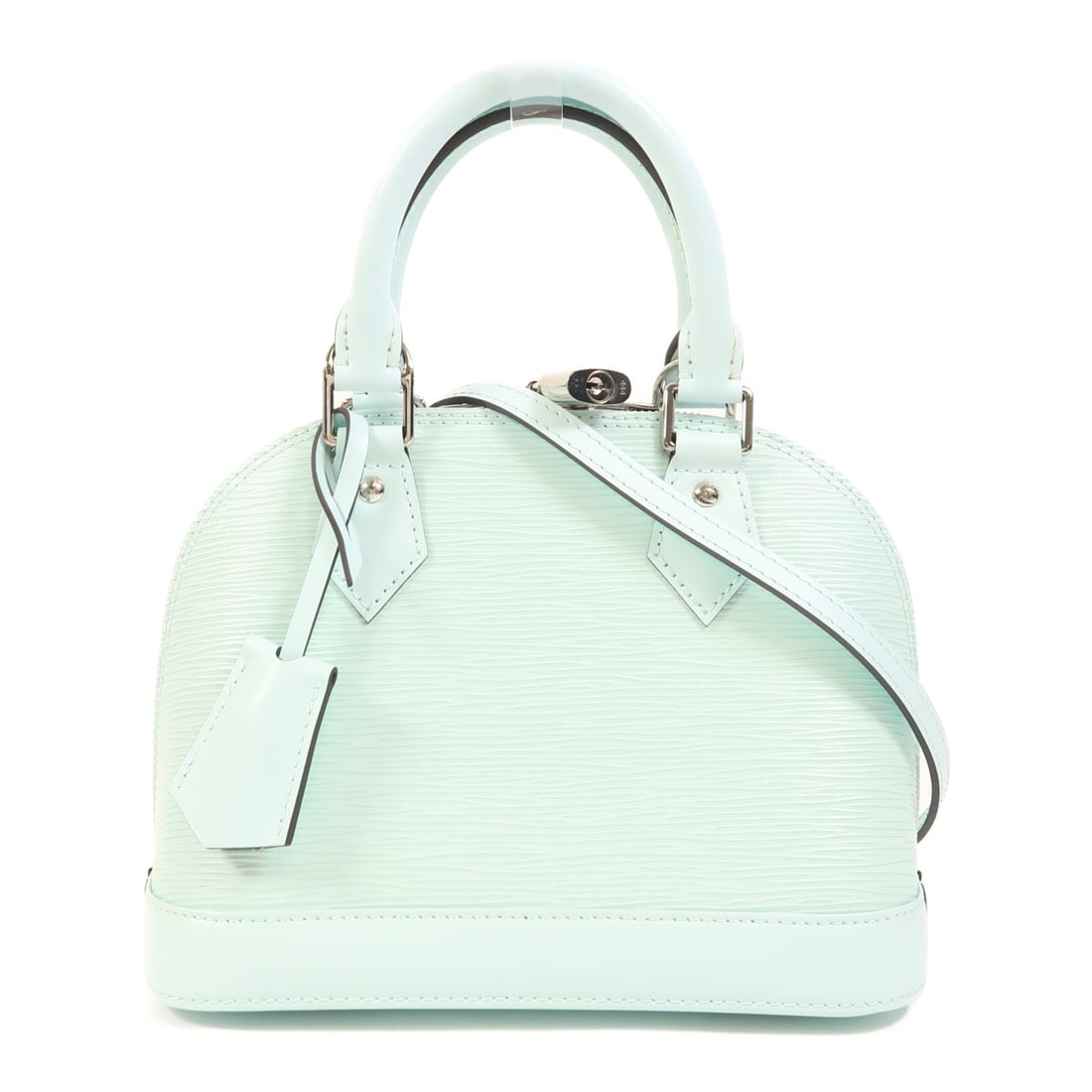 Louis Vuitton Alma BB Blue Epi Leather Shoulder Bag with Silver Hardware: Louis Vuitton Alma BB Blue Epi Leather Shoulder Bag with Silver Hardware This Louis Vuitton Alma BB 2-way shoulder bag features a structured silhouette crafted from blue Epi leather. Designed for vers