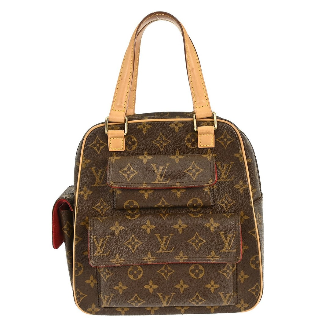 Monogram Canvas Excentrique Large Handbag M51161 with Gold Hardware: Monogram Canvas Excentrique Large Handbag M51161 with Gold Hardware This vintage Louis Vuitton Monogram Excentricite handbag features a classic brown monogram canvas exterior with leather trim and dou
