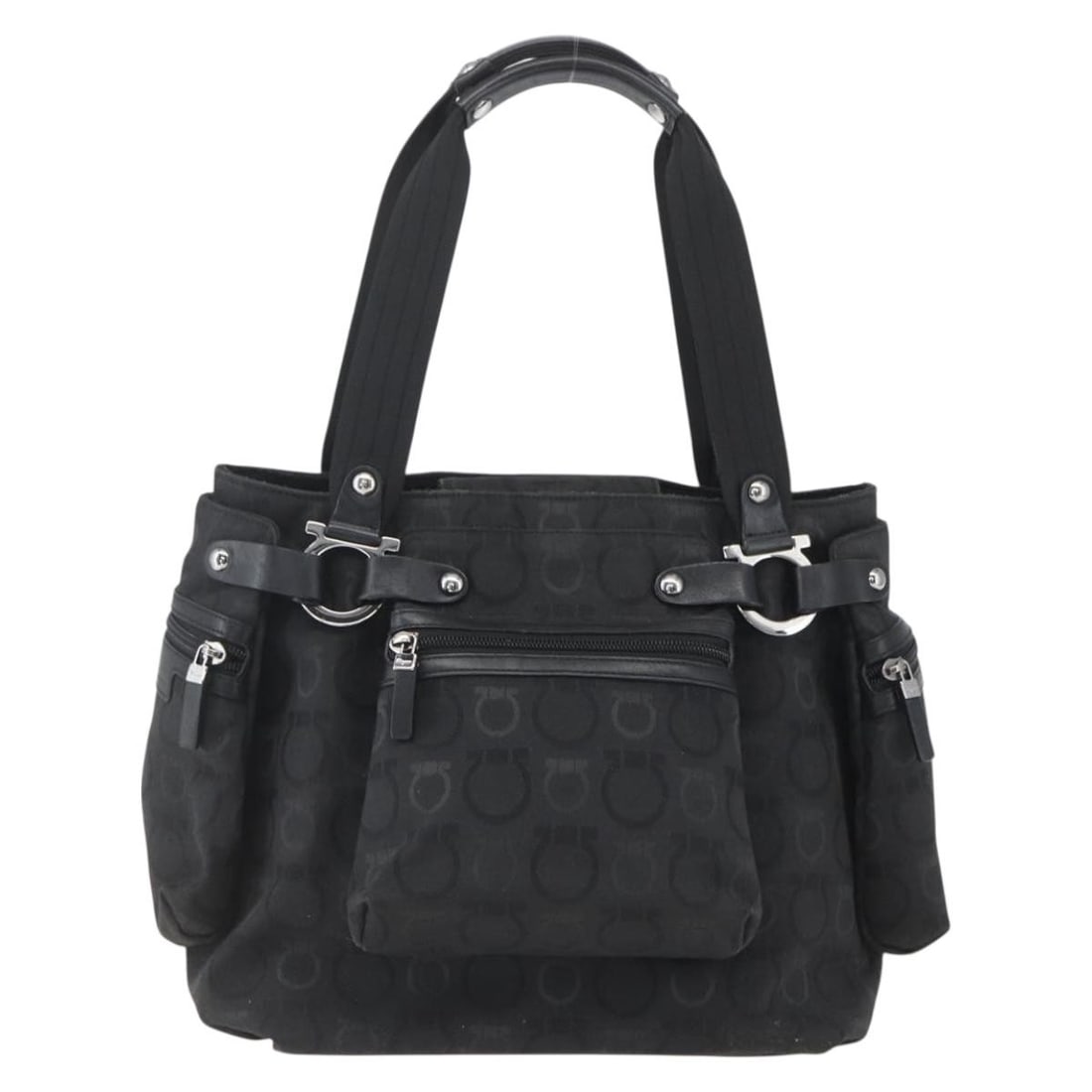 Salvatore Ferragamo Gancini Black Nylon Tote Bag 37x27x18cm (1 of 18)