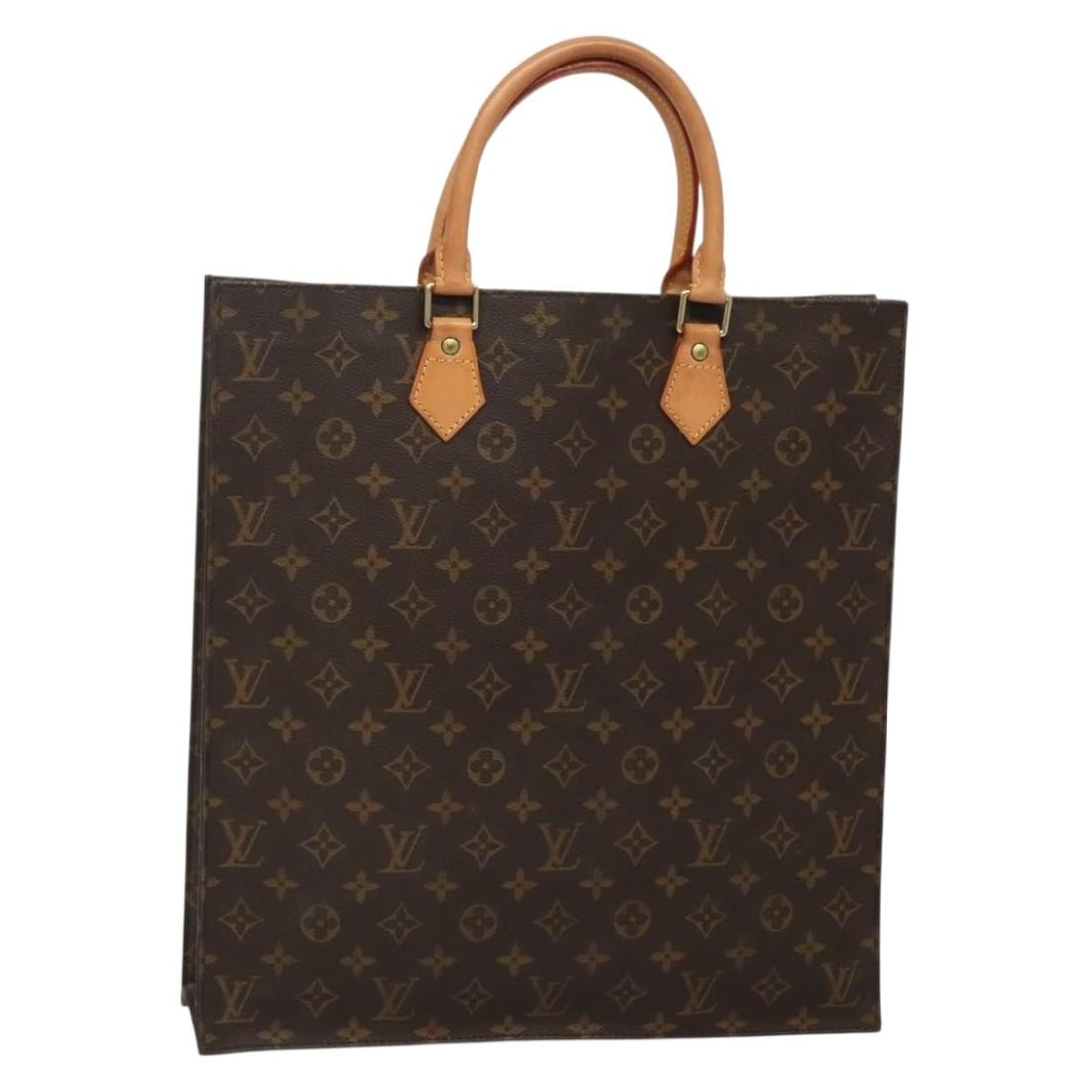 Authentic LOUIS VUITTON Monogram Sac Plat Hand Bag M51140 (1 of 18)