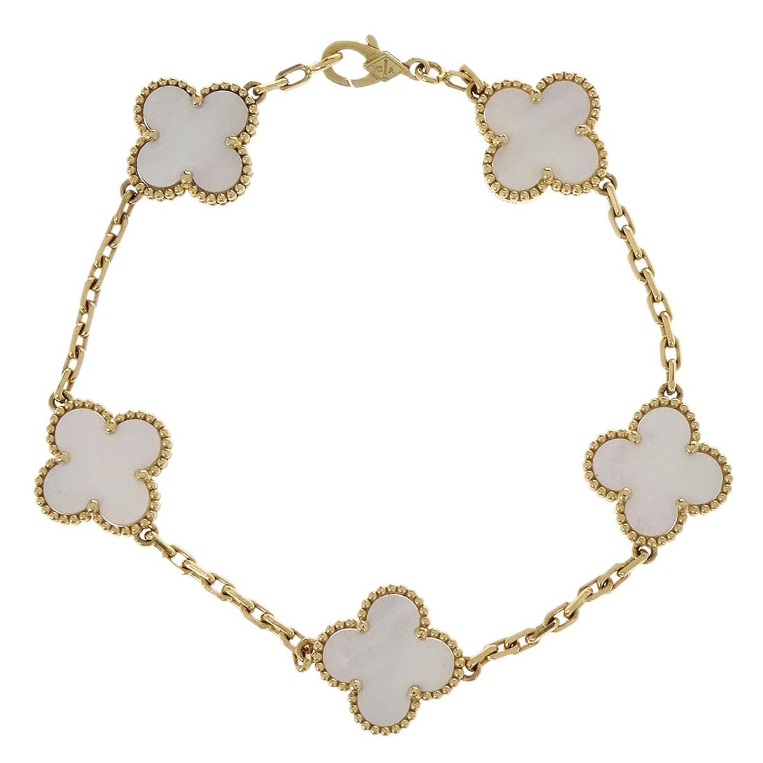 Van Cleef Arpels Alhambra Mother of Pearl 18K Gold Chain Bracelet (1 of 5)