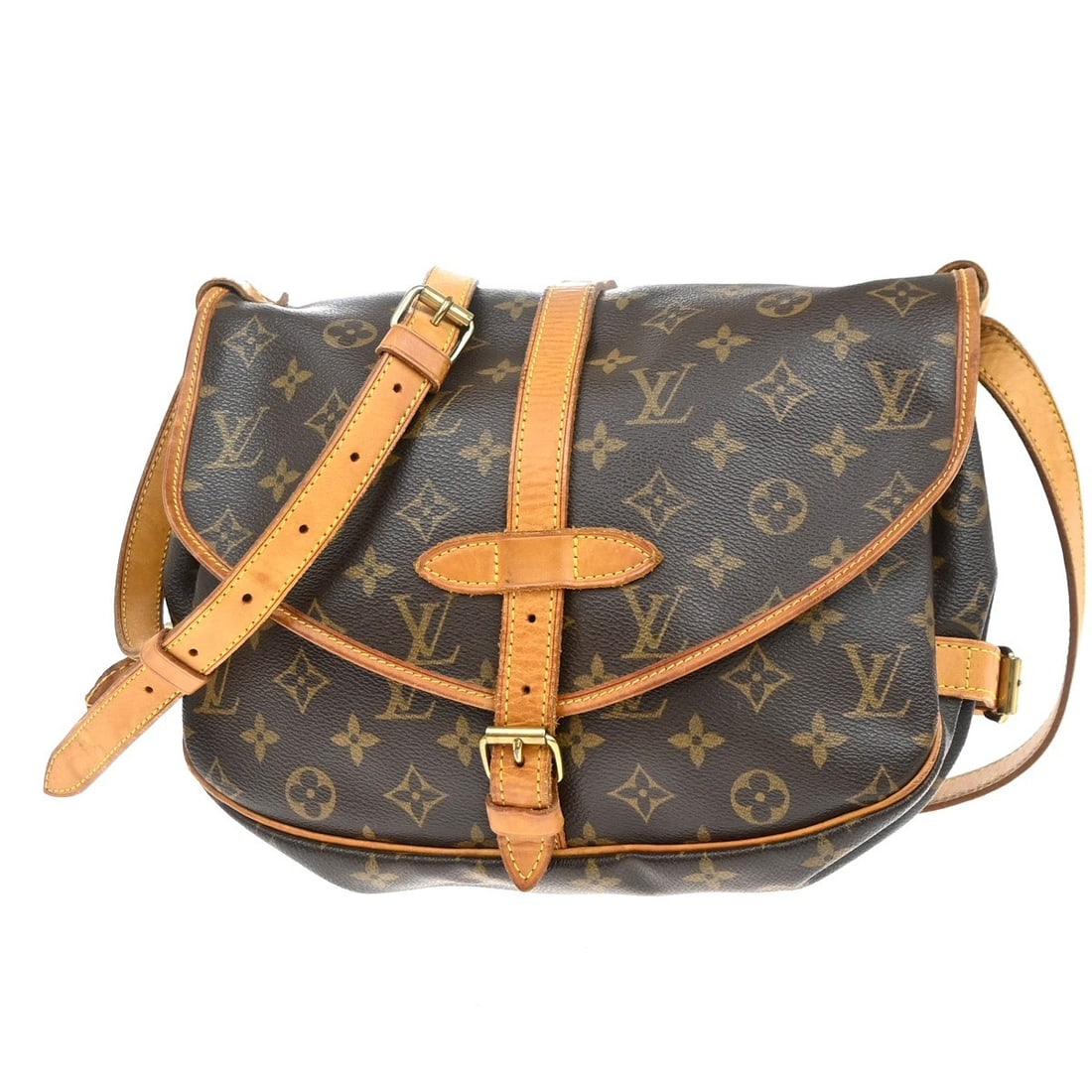Saumur Monogram Canvas Shoulder Bag by Louis Vuitton: Saumur Monogram Canvas Shoulder Bag by Louis Vuitton This pre-owned Louis Vuitton Saumur MM shoulder bag features the iconic monogram canvas in brown. Designed for women, it offers both style and func