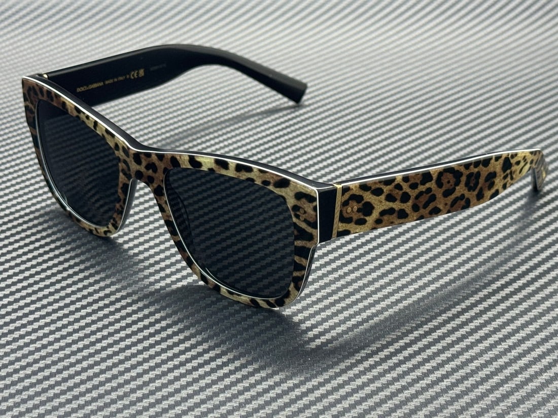 Dolce & Gabbana DG4338 316387 Black Leo Grey 52mm Sunglasses (1 of 5)