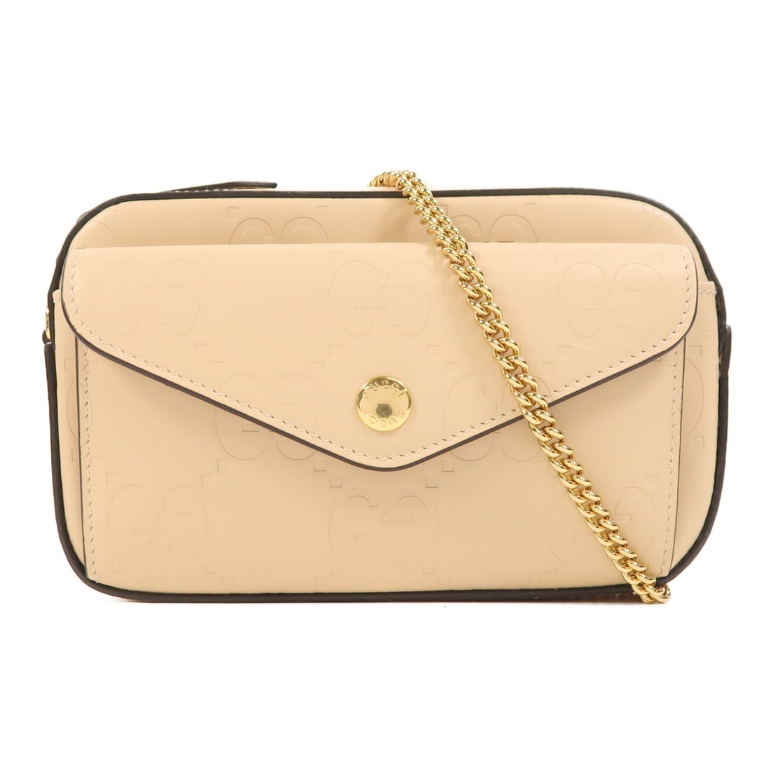 Beige Calfskin Gucci GG Shoulder Bag with Gold Tone Chain 781554 (1 of 18)