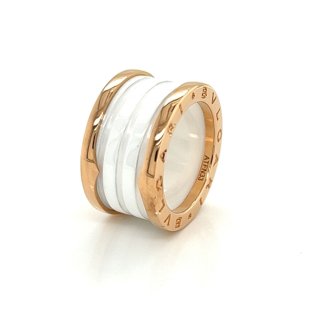 B.zero1 Four Band Ring in 18k Rose Gold and White Ceramic Size 5 (1 of 7)