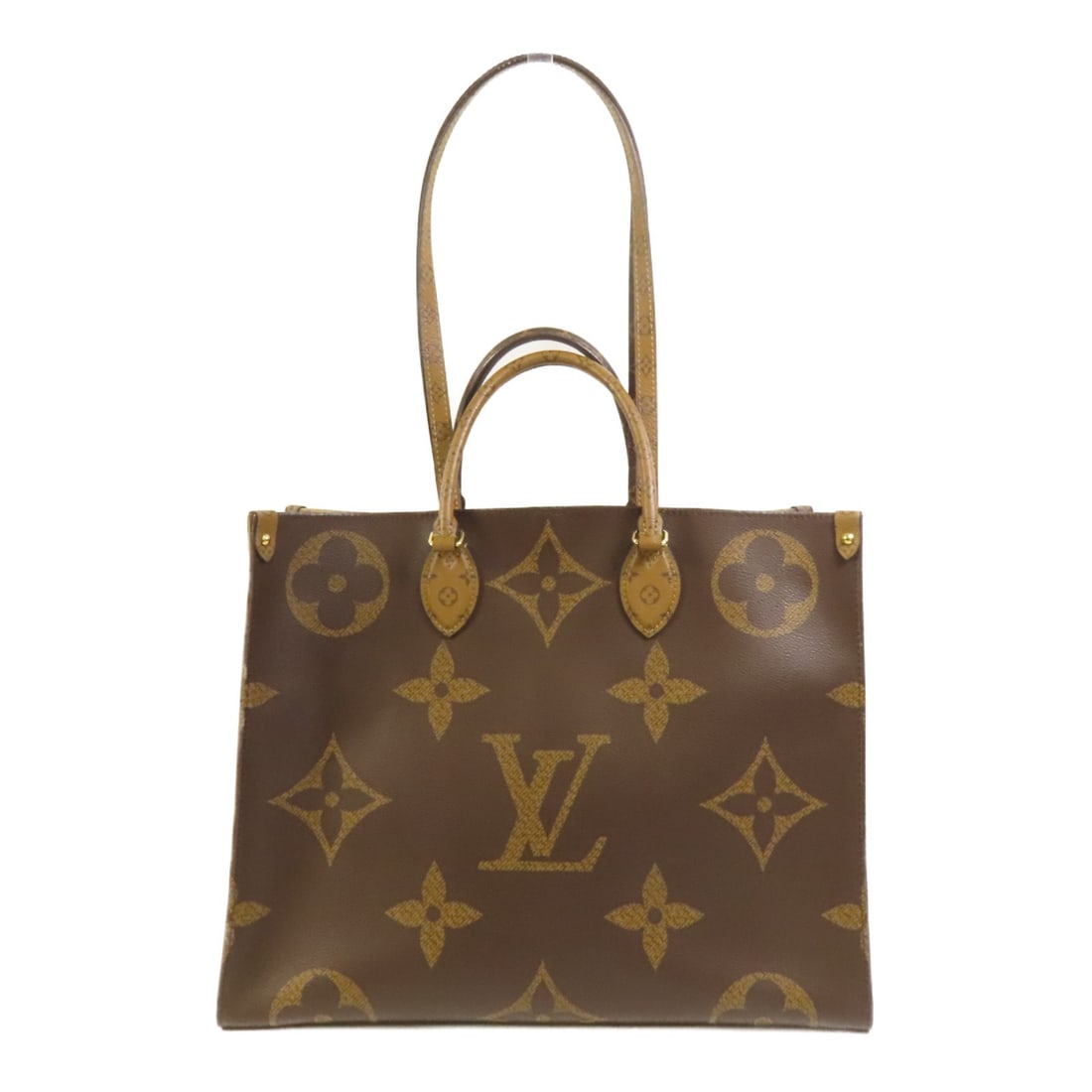 Louis Vuitton OnTheGo GM Monogram Giant Shoulder Tote Bag M45320 Brown: Louis Vuitton OnTheGo GM Monogram Giant Shoulder Tote Bag M45320 Brown This Louis Vuitton OnTheGo GM is a versatile 2-way shoulder tote bag crafted from brown PVC coated canvas in the Monogram Giant p