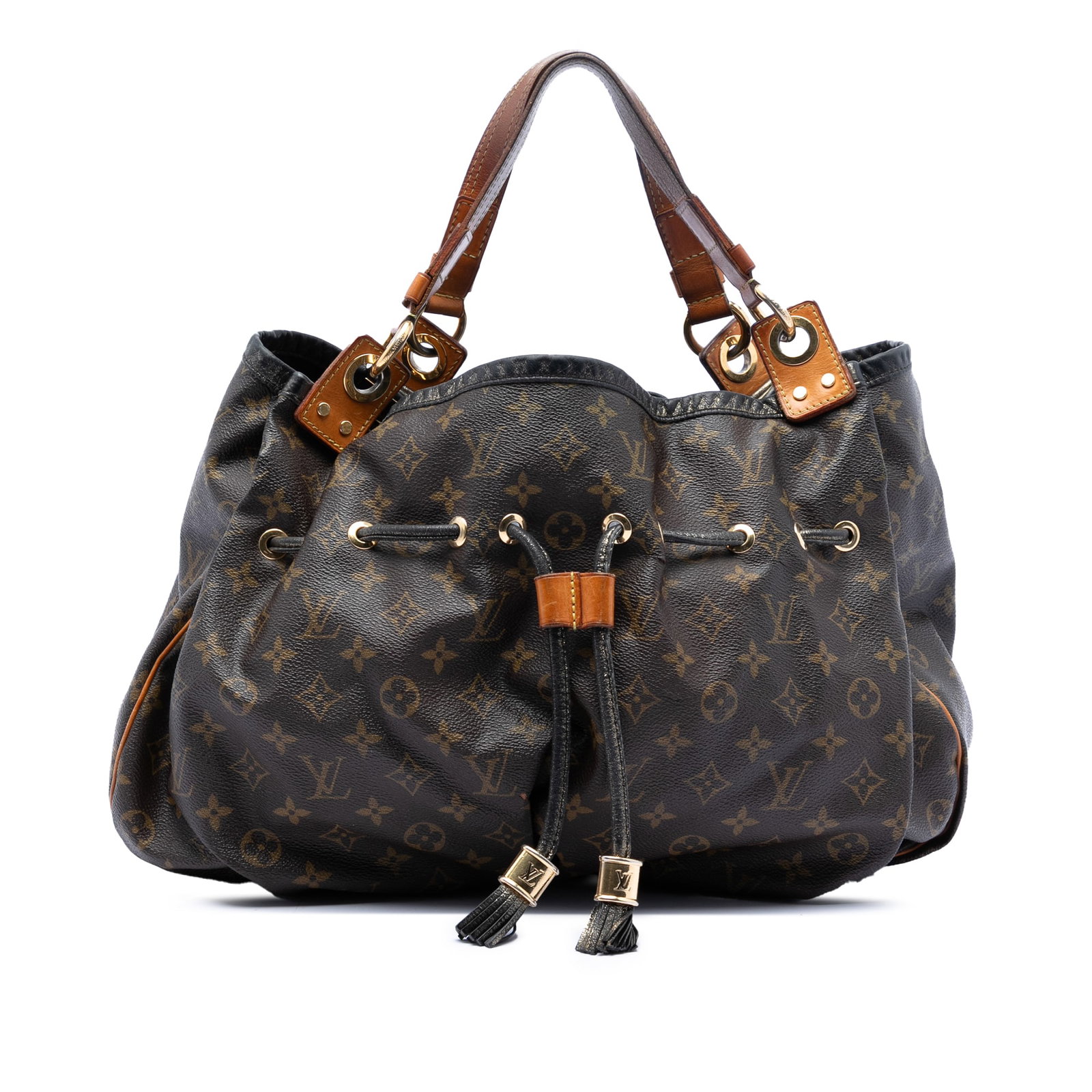 Louis Vuitton Irene Brown Monogram Canvas Tote with Leather Trim: Louis Vuitton Irene Brown Monogram Canvas Tote with Leather Trim The Louis Vuitton Monogram Irene features a monogram canvas body with leather trim and flat vachetta leather handles. It has an open to