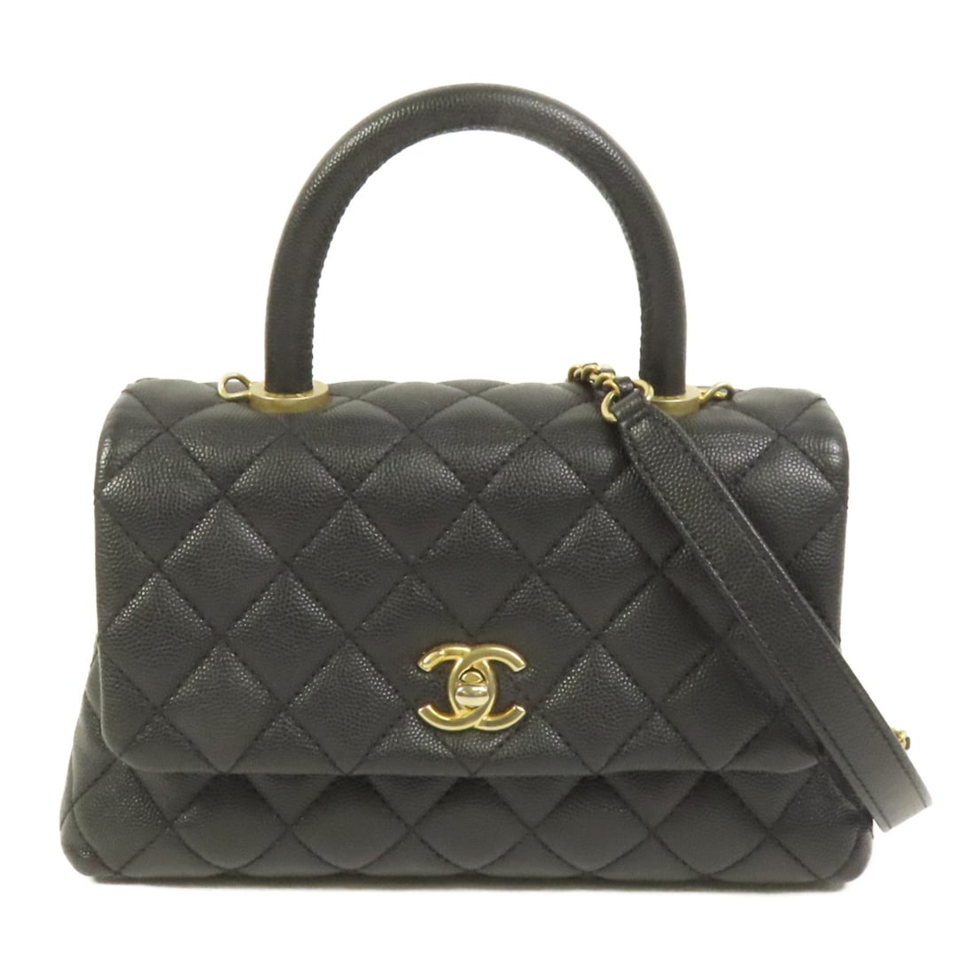 Black Calfskin Coco Handle Small Shoulder Bag by CHANEL with Gold Hardware (1 of 15)