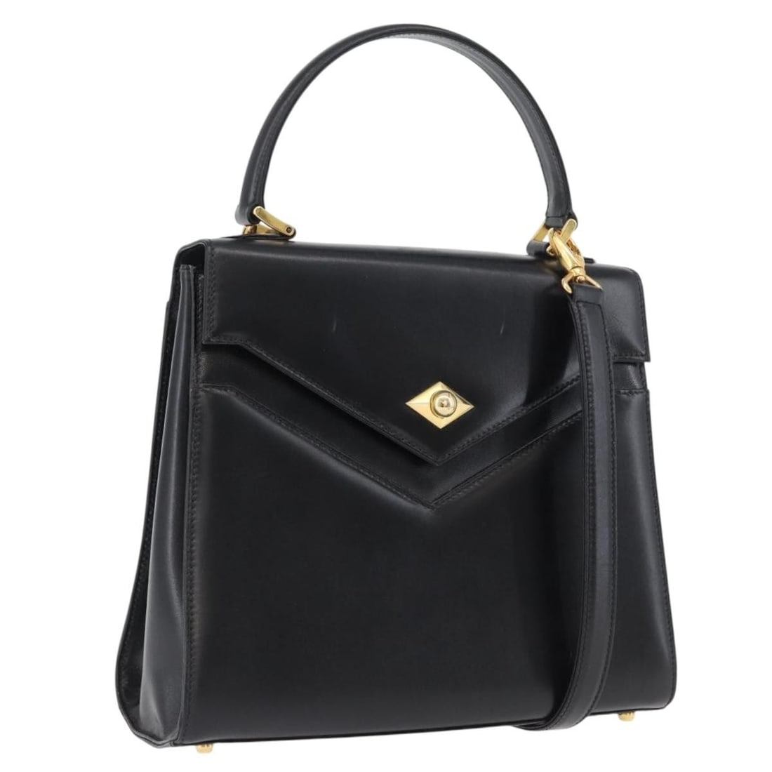 BALLY Black Leather Two Way Handbag with Gold Tone and Shoulder Strap (1 of 18)