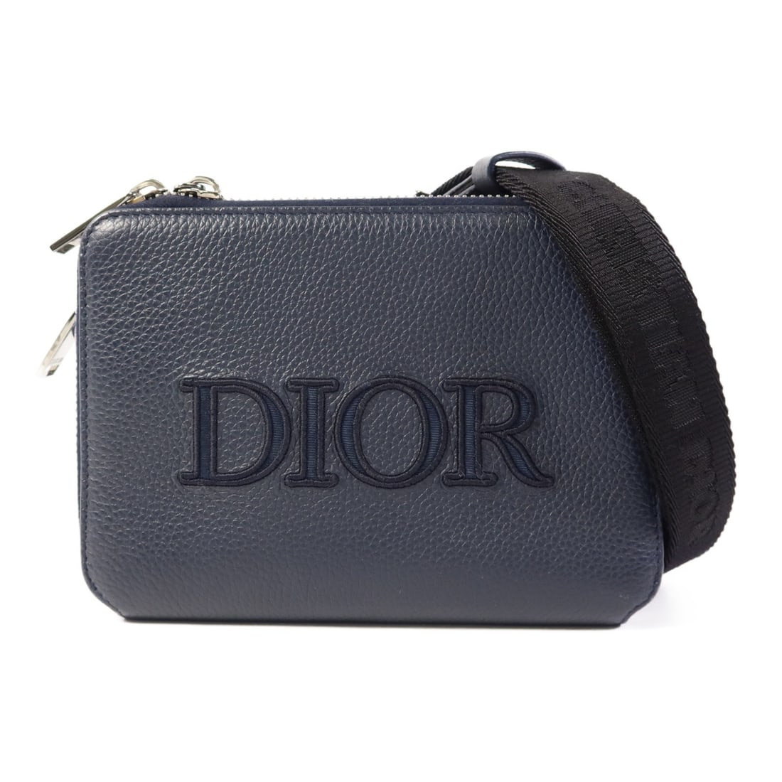 Christian Dior Navy Calfskin Leather Shoulder Bag: Christian Dior Navy Calfskin Leather Shoulder Bag This Christian Dior shoulder bag is crafted from luxurious navy calfskin leather, offering both elegance and durability. With a compact size, it measu