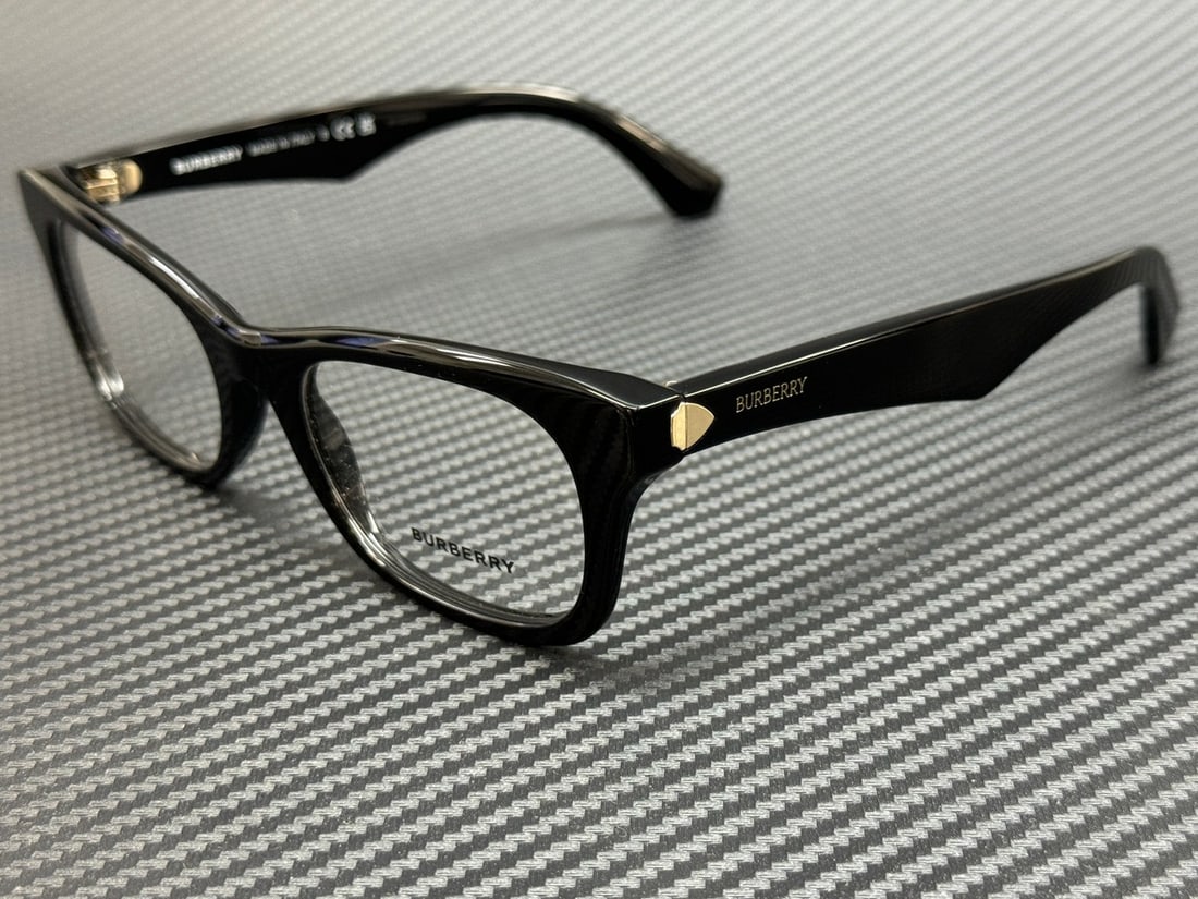 Burberry BE2422 3001 Black Gold Women's Eyeglasses with Authenticity Certificate: Burberry BE2422 3001 Black Gold Women's Eyeglasses with Authenticity Certificate Elevate your eyewear collection with these stylish Burberry BE2422 3001 eyeglasses. Featuring a sophisticated black gol