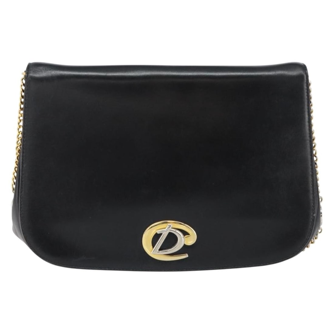 Black Leather Vintage Chain Flap Shoulder Bag by Christian Dior: Black Leather Vintage Chain Flap Shoulder Bag by Christian Dior This Christian Dior vintage chain flap shoulder bag is crafted from black leather and features a classic chain strap design. It shows si