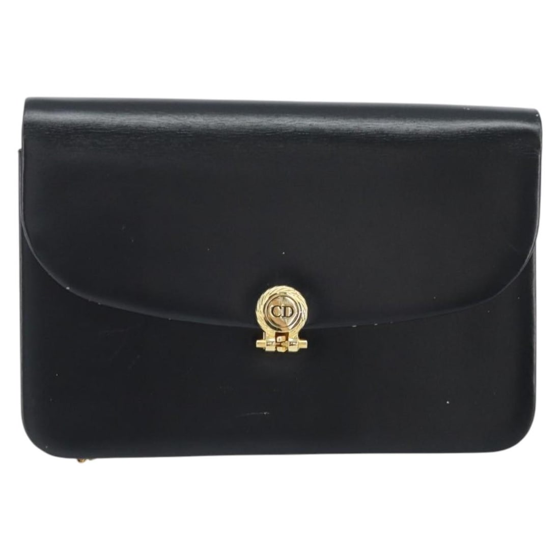 Black Leather Vintage CD Chain Flap Shoulder Bag by Christian Dior (1 of 18)