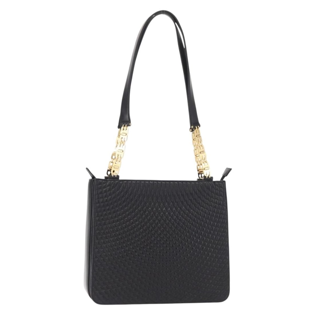 BALLY Black Gold Leather Quilted Shoulder Bag Auth 153353 (1 of 18)