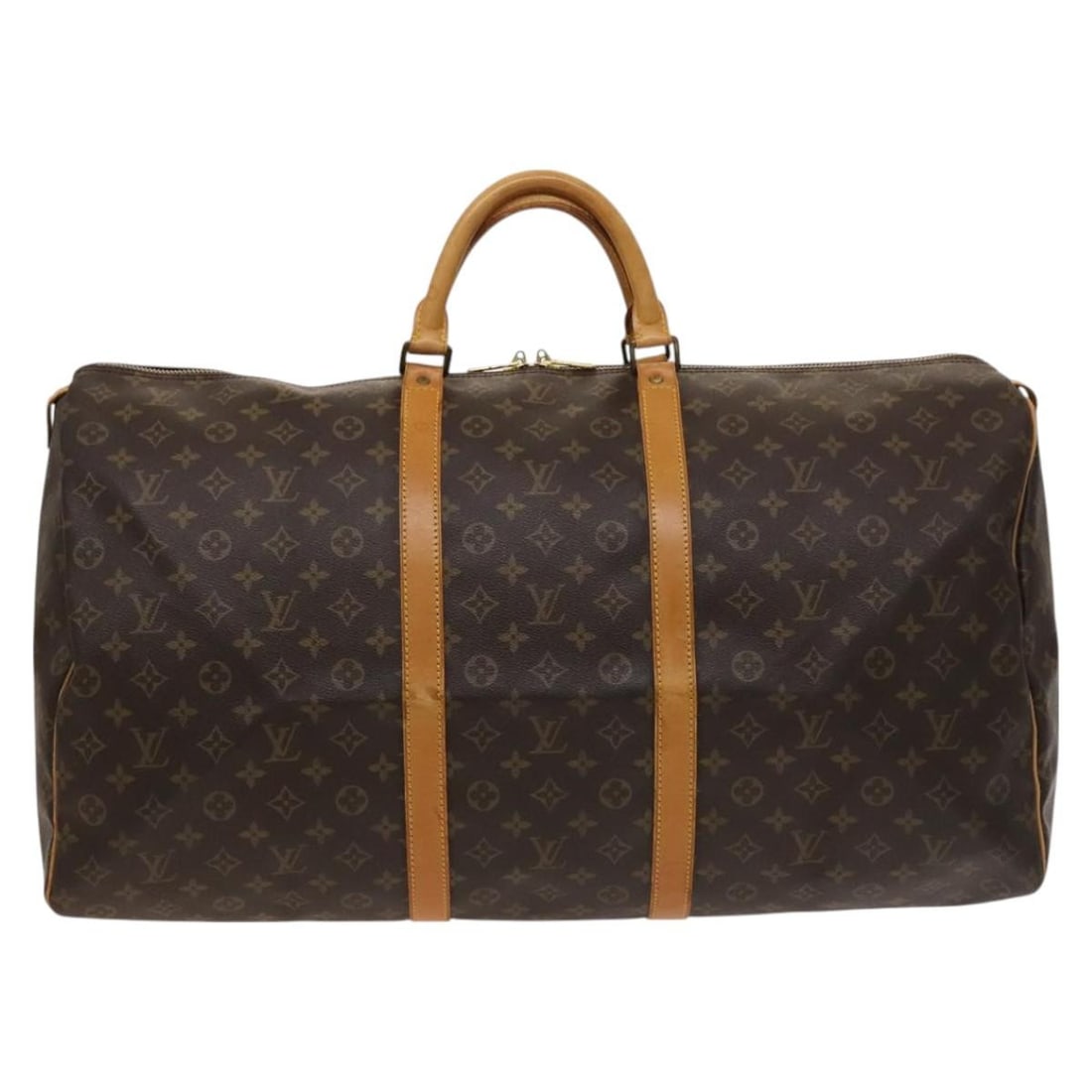 60cm Louis Vuitton Unisex Keepall Canvas Travel Bag Brown: 60cm Louis Vuitton Unisex Keepall Canvas Travel Bag Brown This Louis Vuitton Keepall Bag features the iconic monogram canvas with brown tones, designed for unisex use. The bag shows signs of wear incl