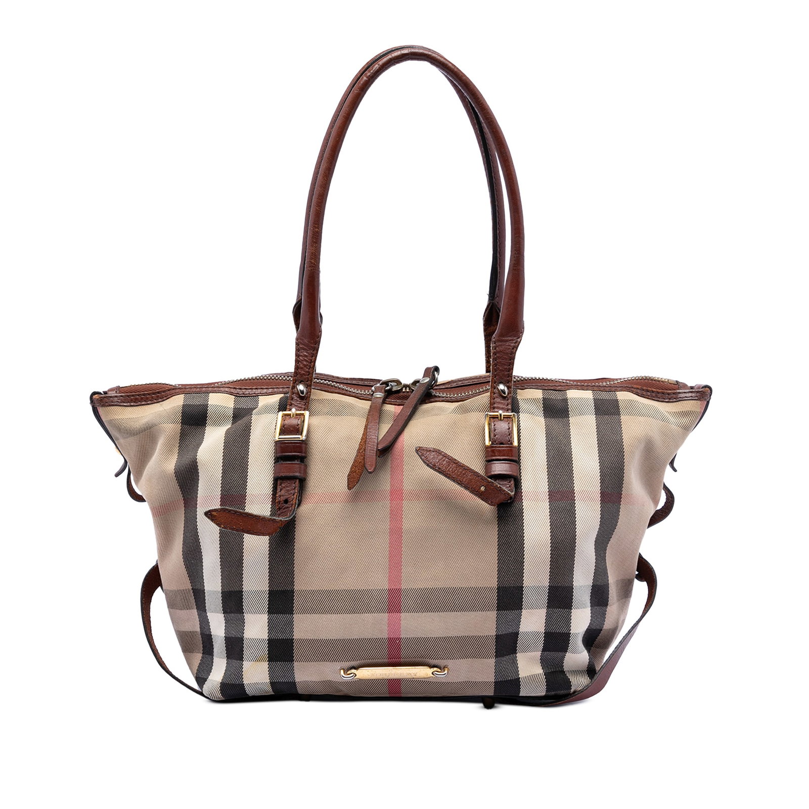 Burberry Salisbury Tote Small House Check Canvas and Leather Trim (1 of 7)
