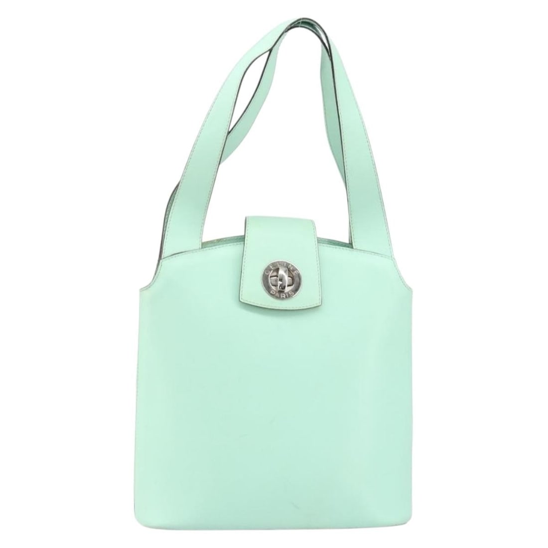Celine Green Leather Circle Logo Shoulder Bag 24cm x 25cm: Celine Green Leather Circle Logo Shoulder Bag 24cm x 25cm This Celine Circle Logo handbag is crafted from green leather and designed for women. The bag features the iconic circle logo and was made in