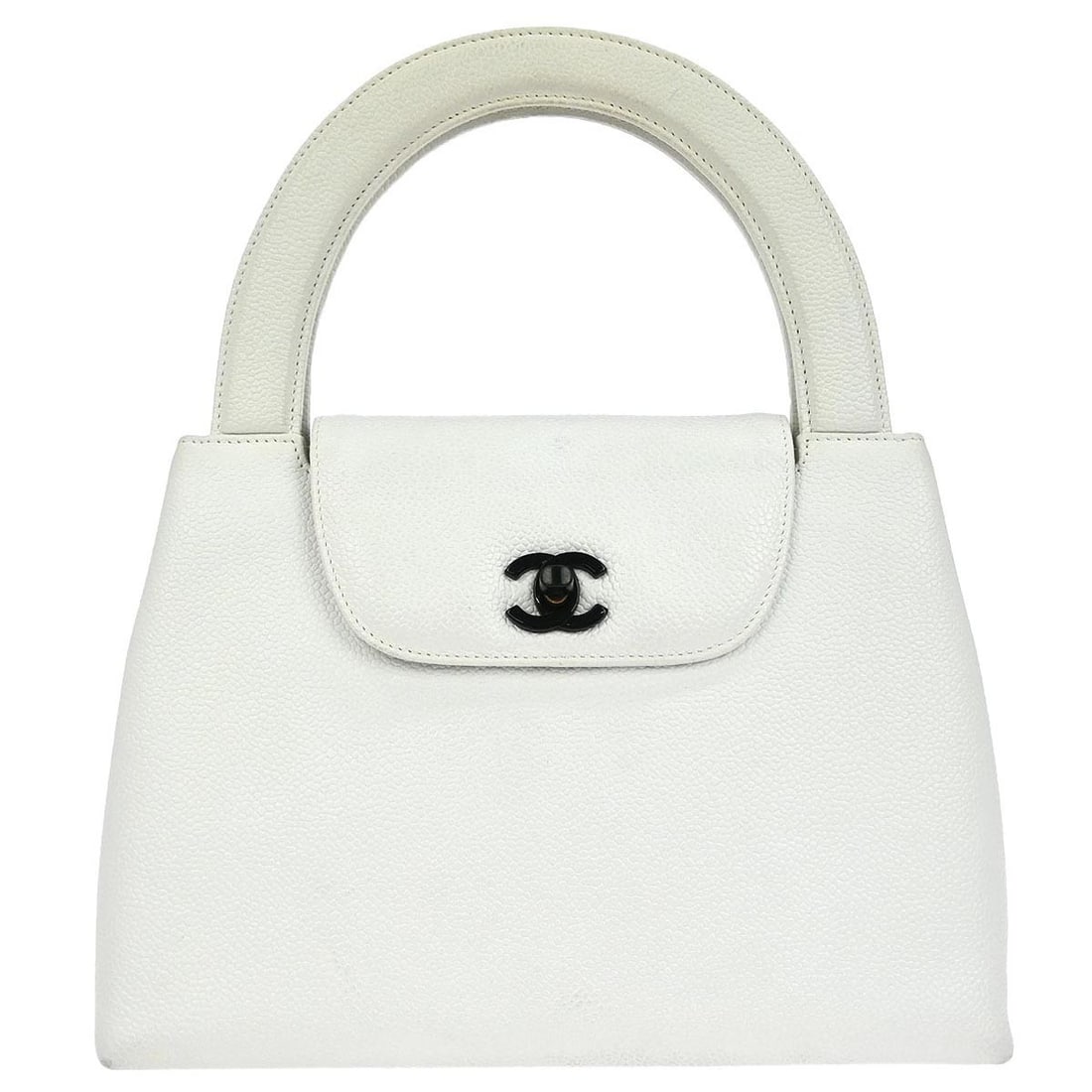 Chanel Leather Vintage White Top Handle Flap Purse 24cm (1 of 10)