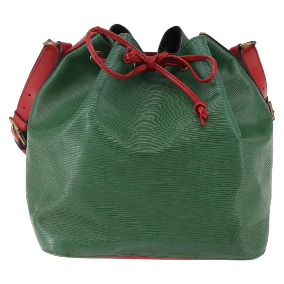 Green Epi Leather Louis Vuitton Petit Noe Shoulder Bag: Green Epi Leather Louis Vuitton Petit Noe Shoulder Bag This pre-owned Louis Vuitton Petit Noe handbag features a bicolor green leather design crafted in Epi leather. Designed for women, it has a shoul