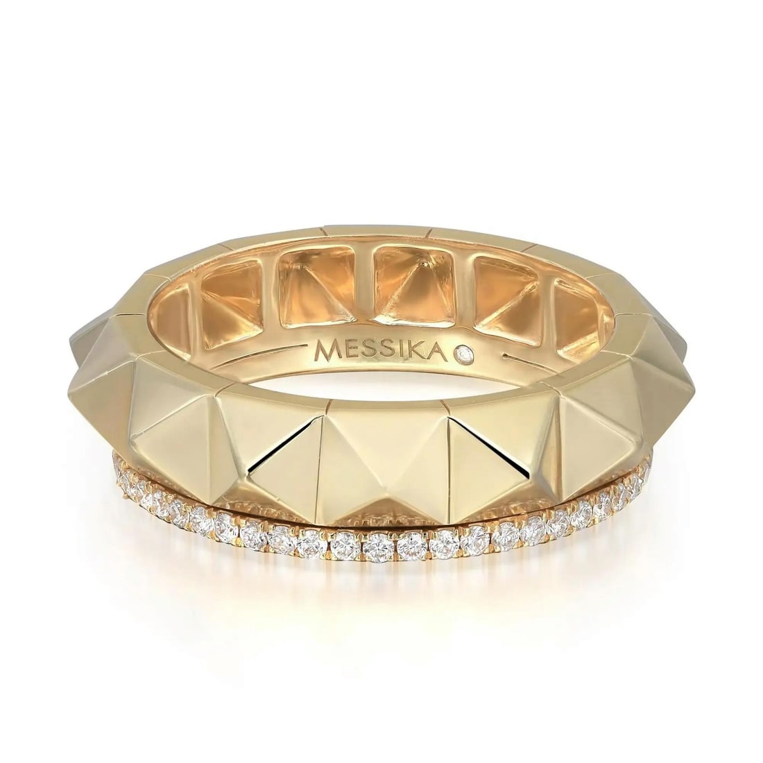 Messika Spiky Gatsby 0.29ct Diamond Band Ring 18K Yellow Gold Size 52: Messika Spiky Gatsby 0.29ct Diamond Band Ring 18K Yellow Gold Size 52 Introducing the Messika Spiky Gatsby Diamond Band Ring, a stunning statement piece crafted in luxurious 18K yellow gold. This band