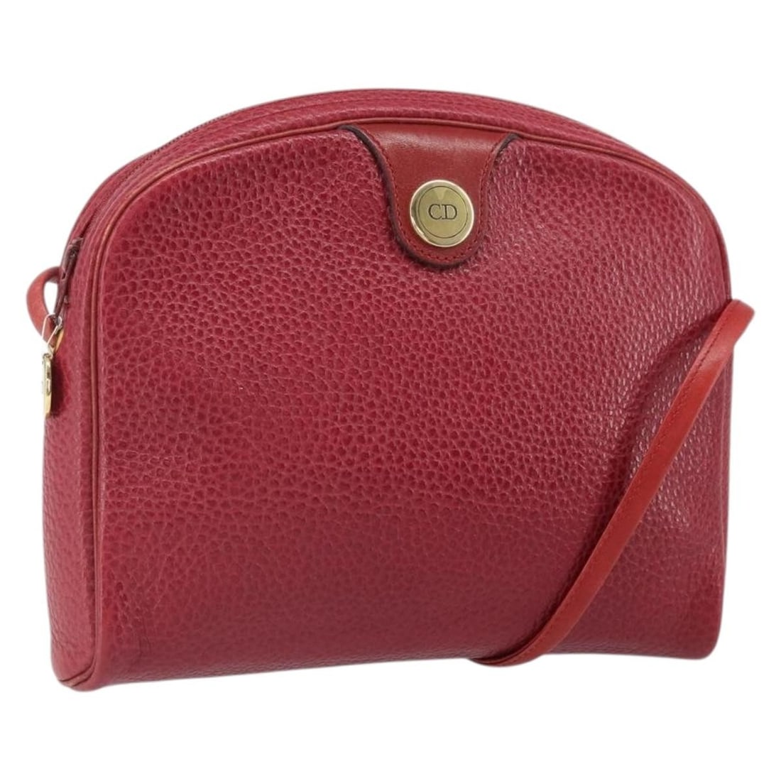 Christian Dior Red Leather Shoulder Bag with Gold Tone 7.9x6.3 Inch: Christian Dior Red Leather Shoulder Bag with Gold Tone 7.9x6.3 Inch This Christian Dior shoulder bag features red leather with gold-tone hardware. It offers a compact design with a shoulder strap drop
